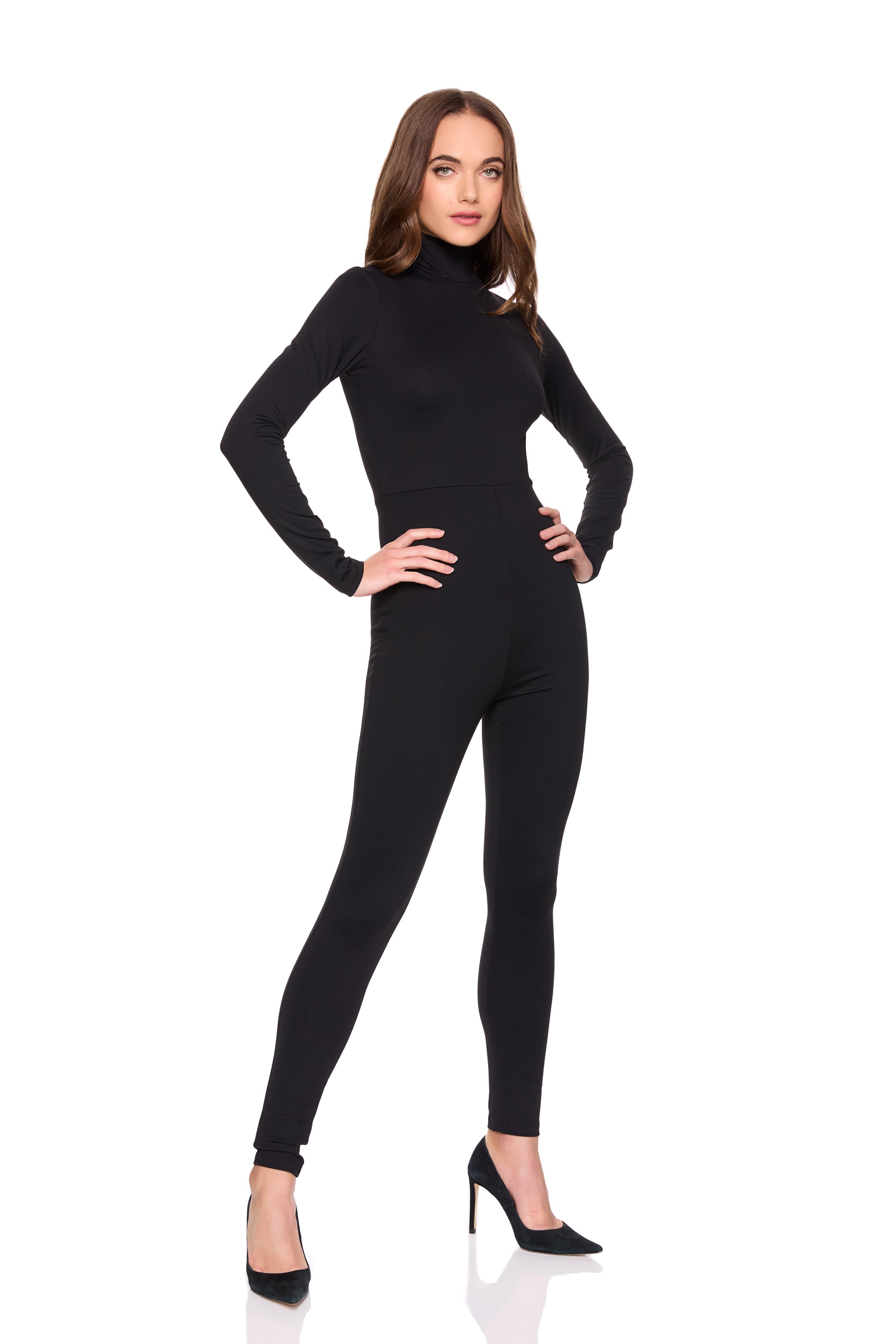 mock neck long sleeve jumpsuit