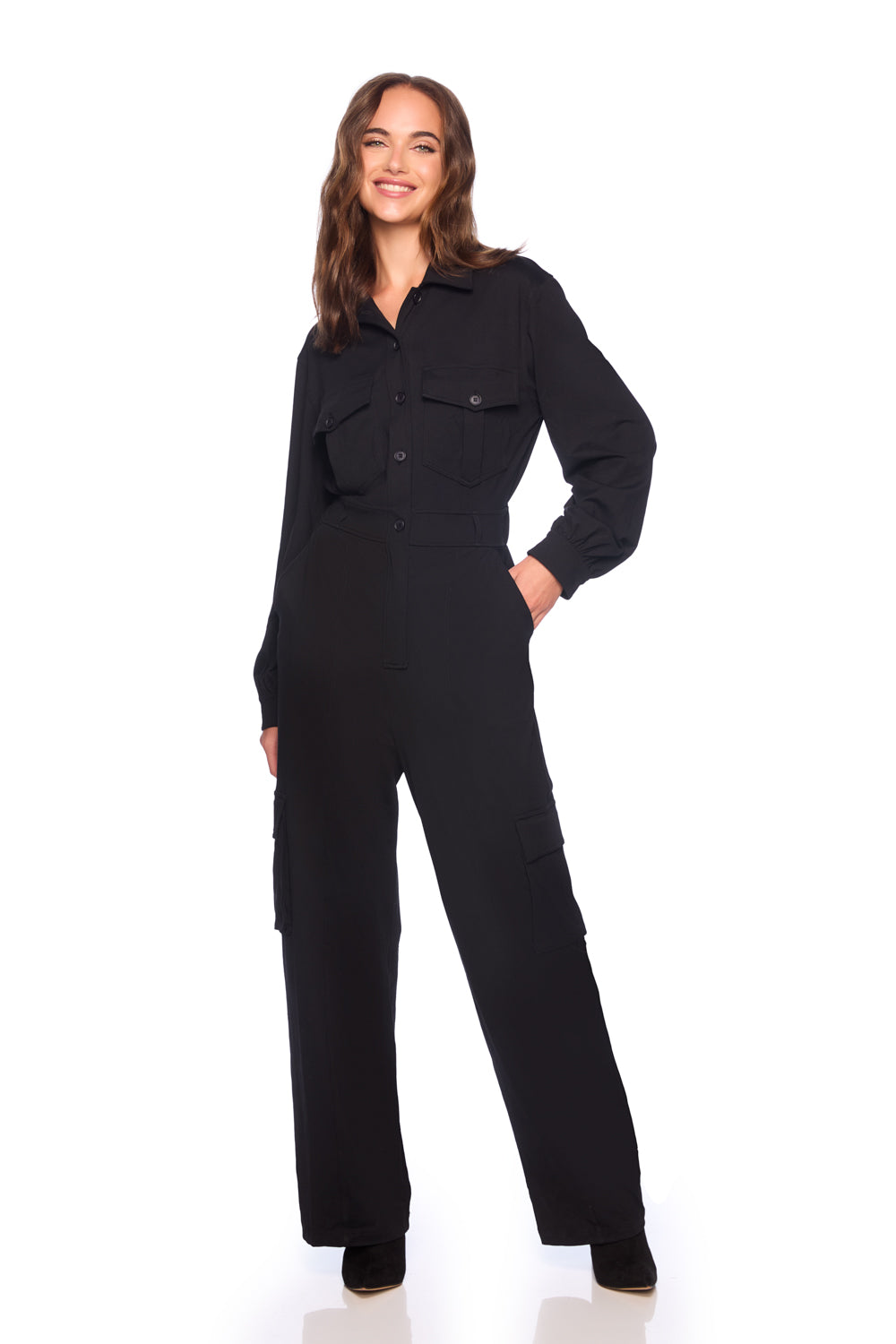 cargo long sleve jumpsuit