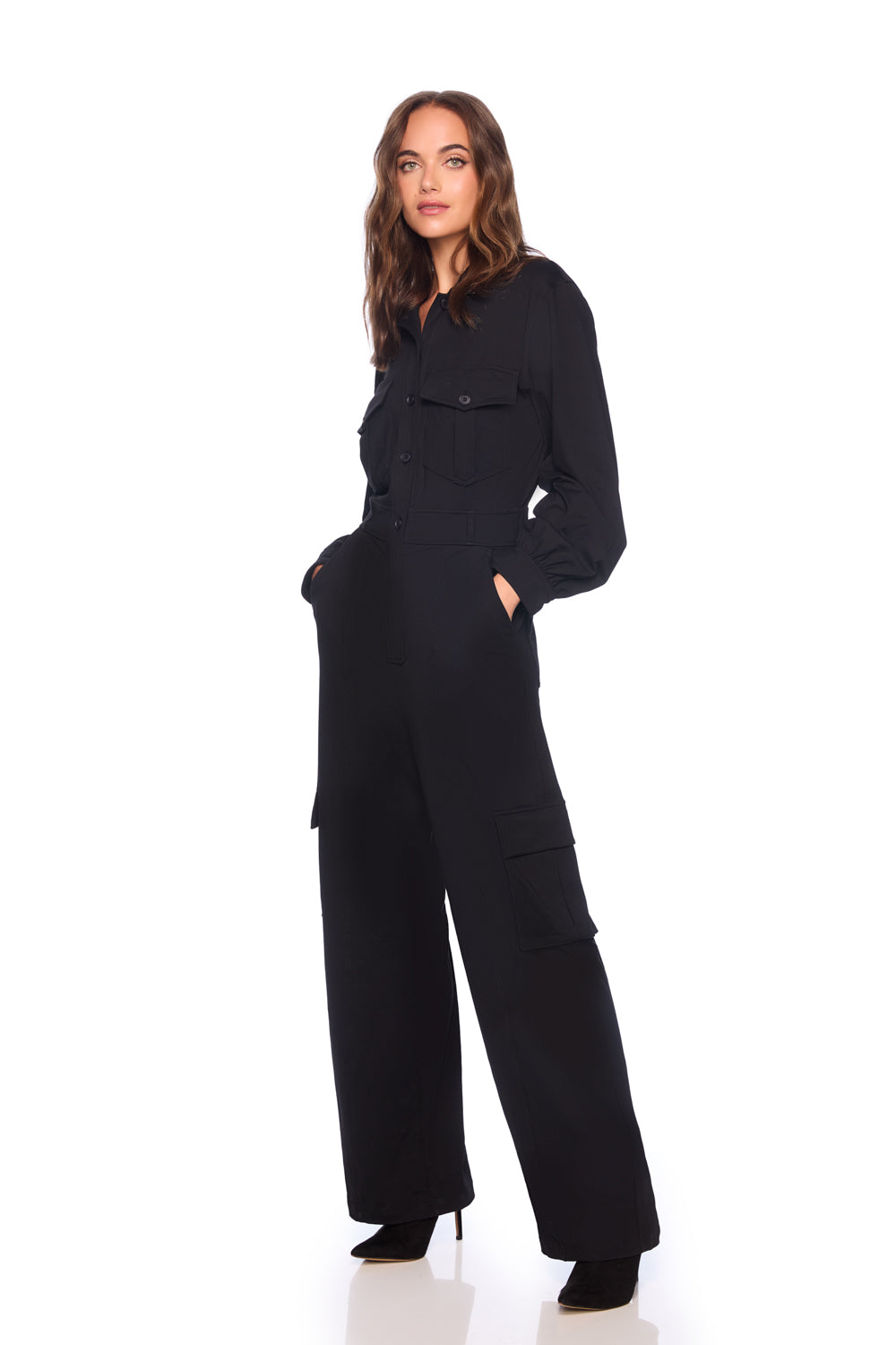 cargo long sleve jumpsuit
