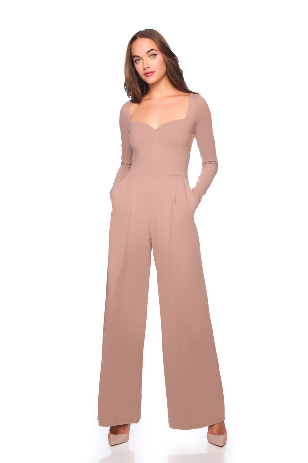 sweetheart long sleeve jumpsuit