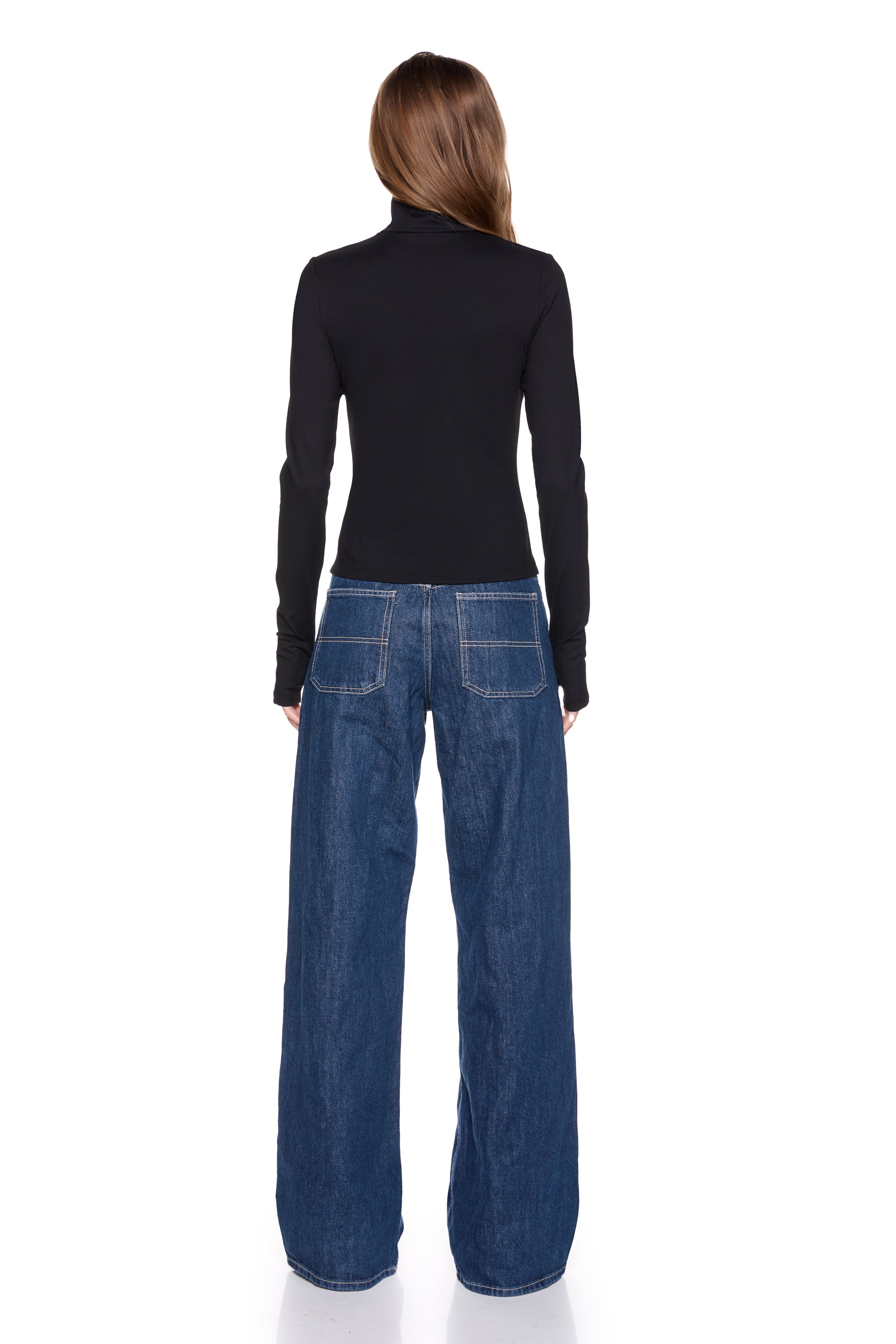 mock neck long sleeve with thumbholes