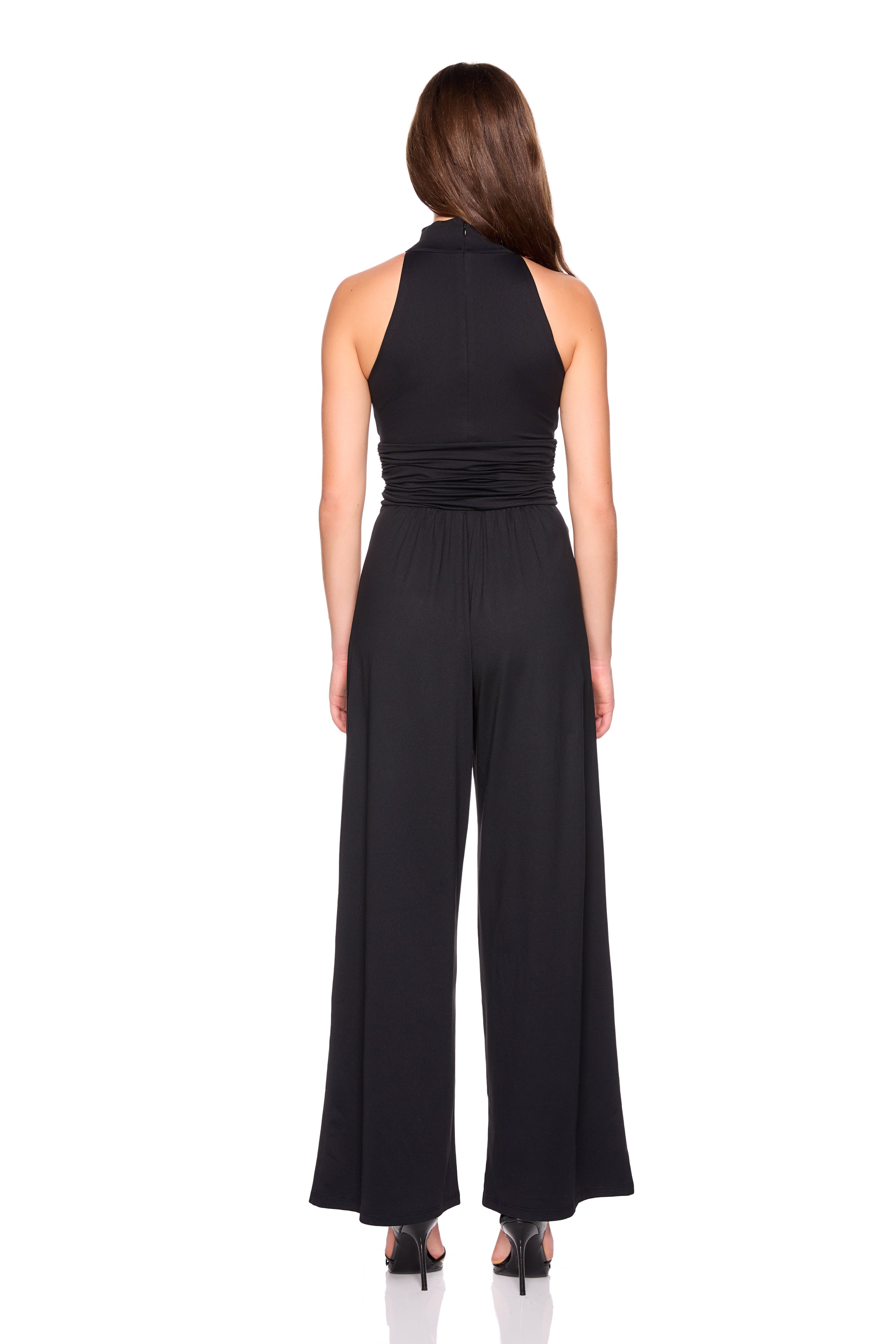 mock neck sleeveless jumpsuit