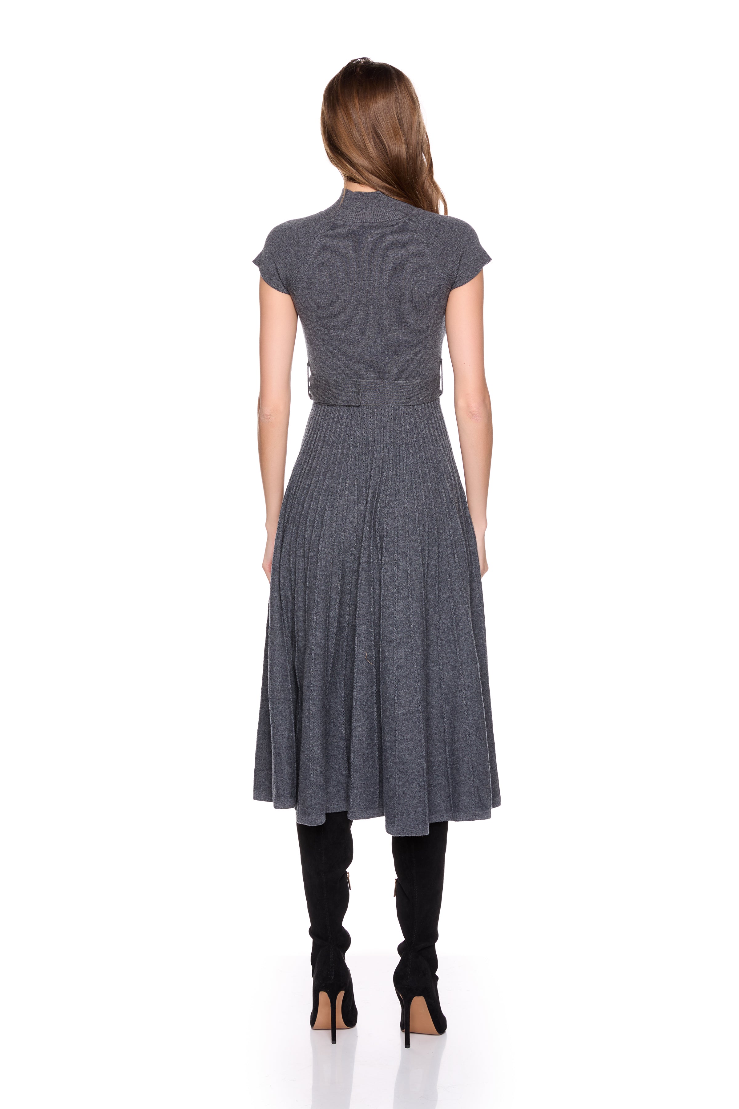 mock neck short sleeve sweater dress