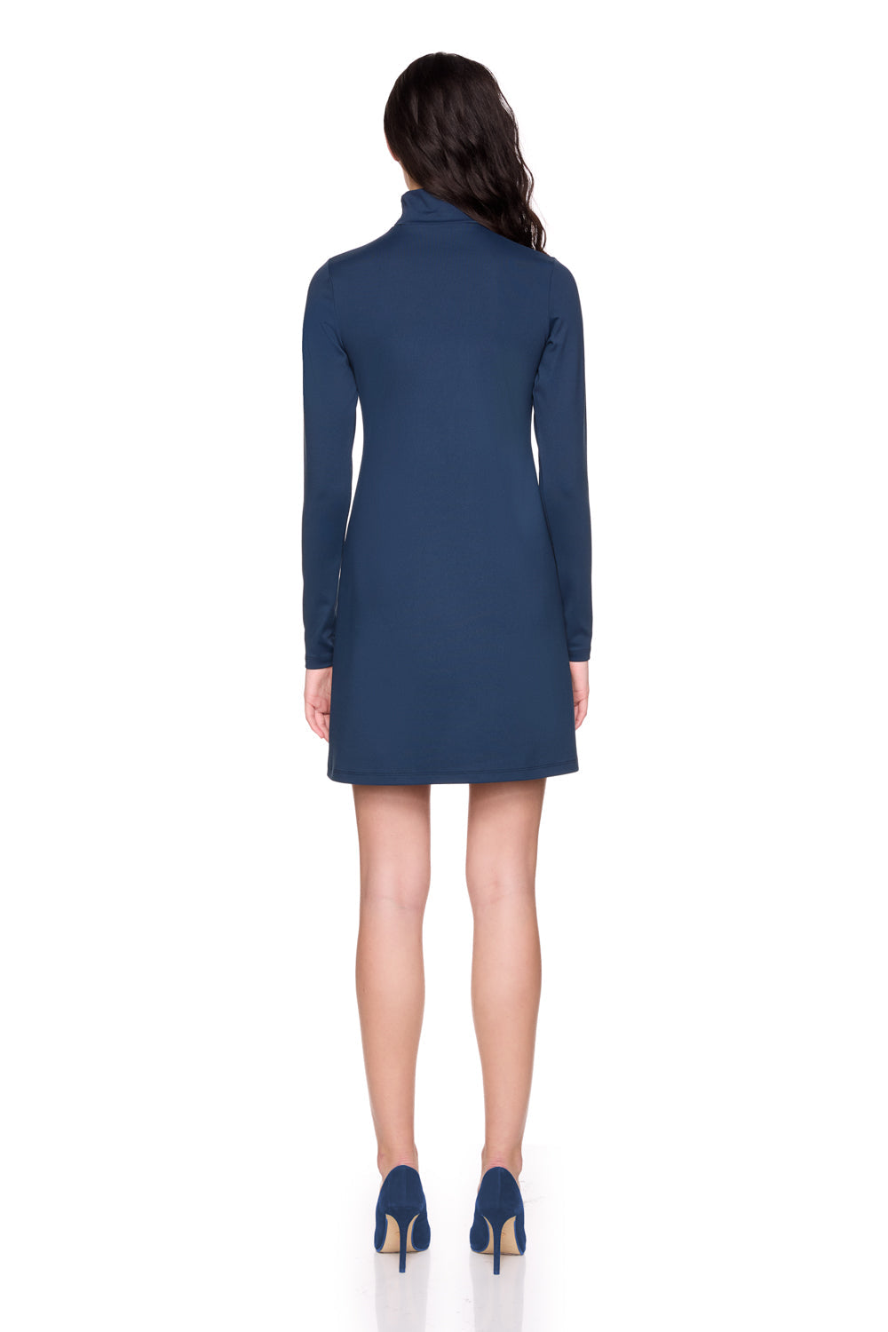 mock neck long sleeve shift dress