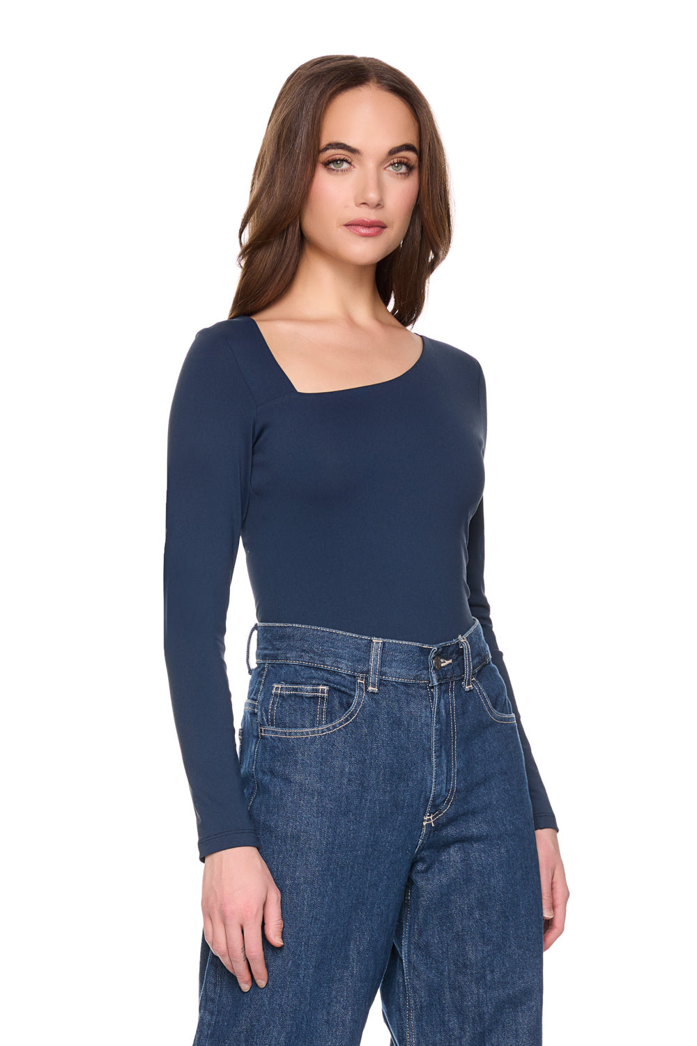 diagonal front long sleeve top