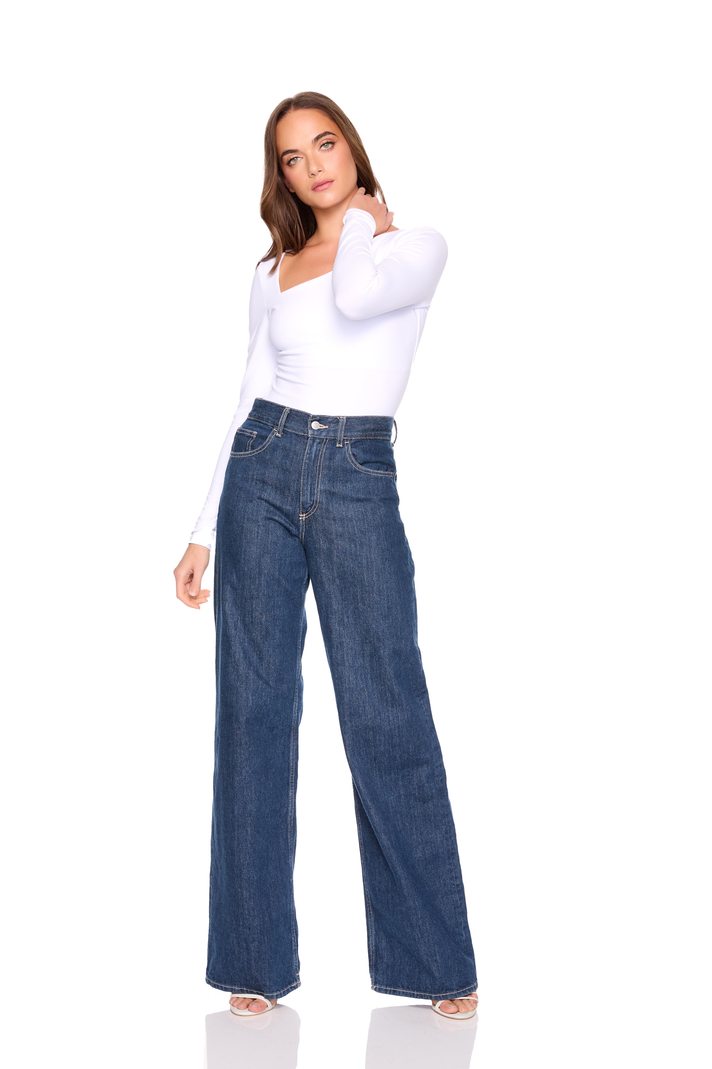 diagonal front long sleeve top