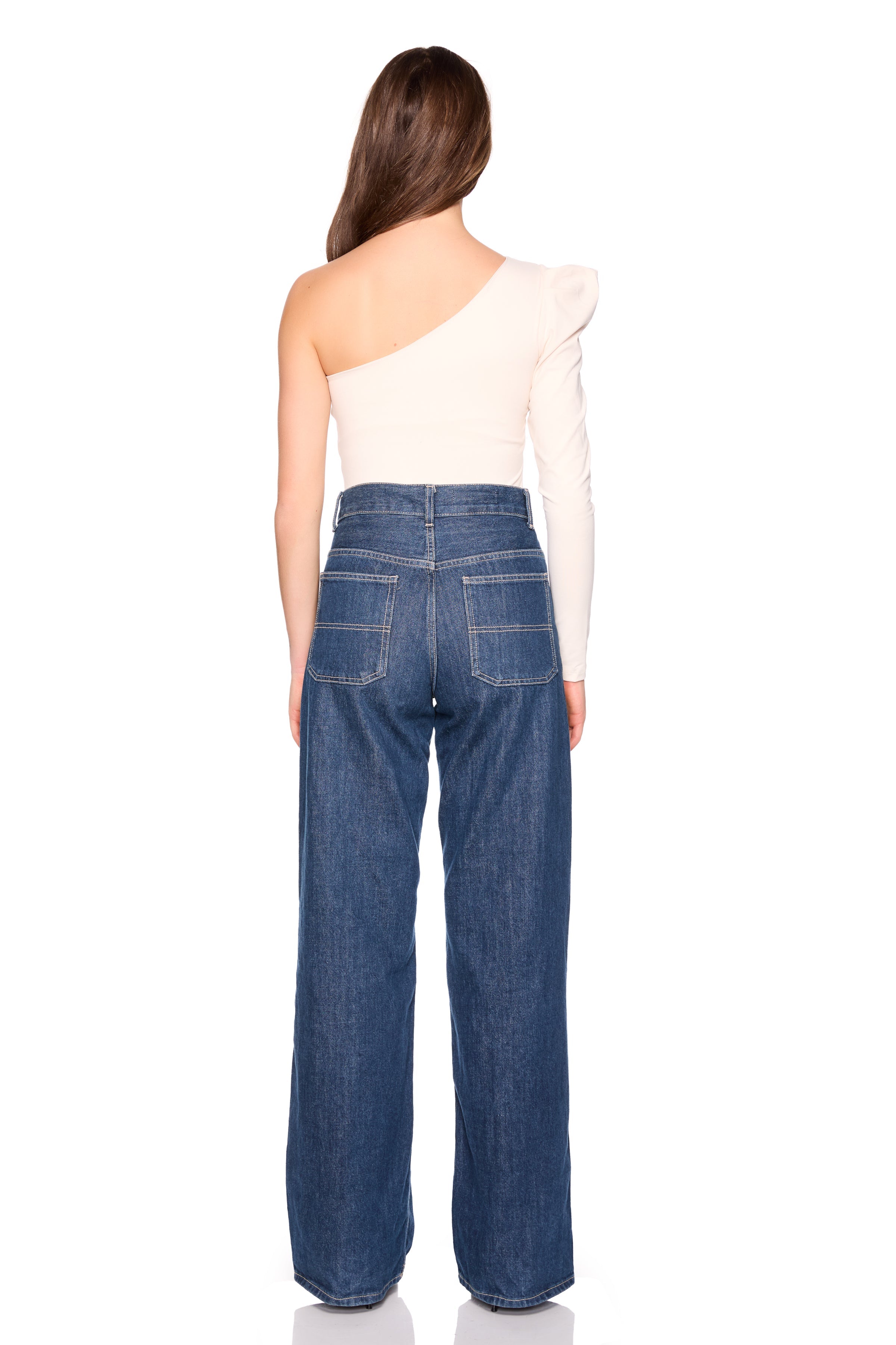 pleated one arm long sleeve top