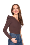 pleated one arm long sleeve top