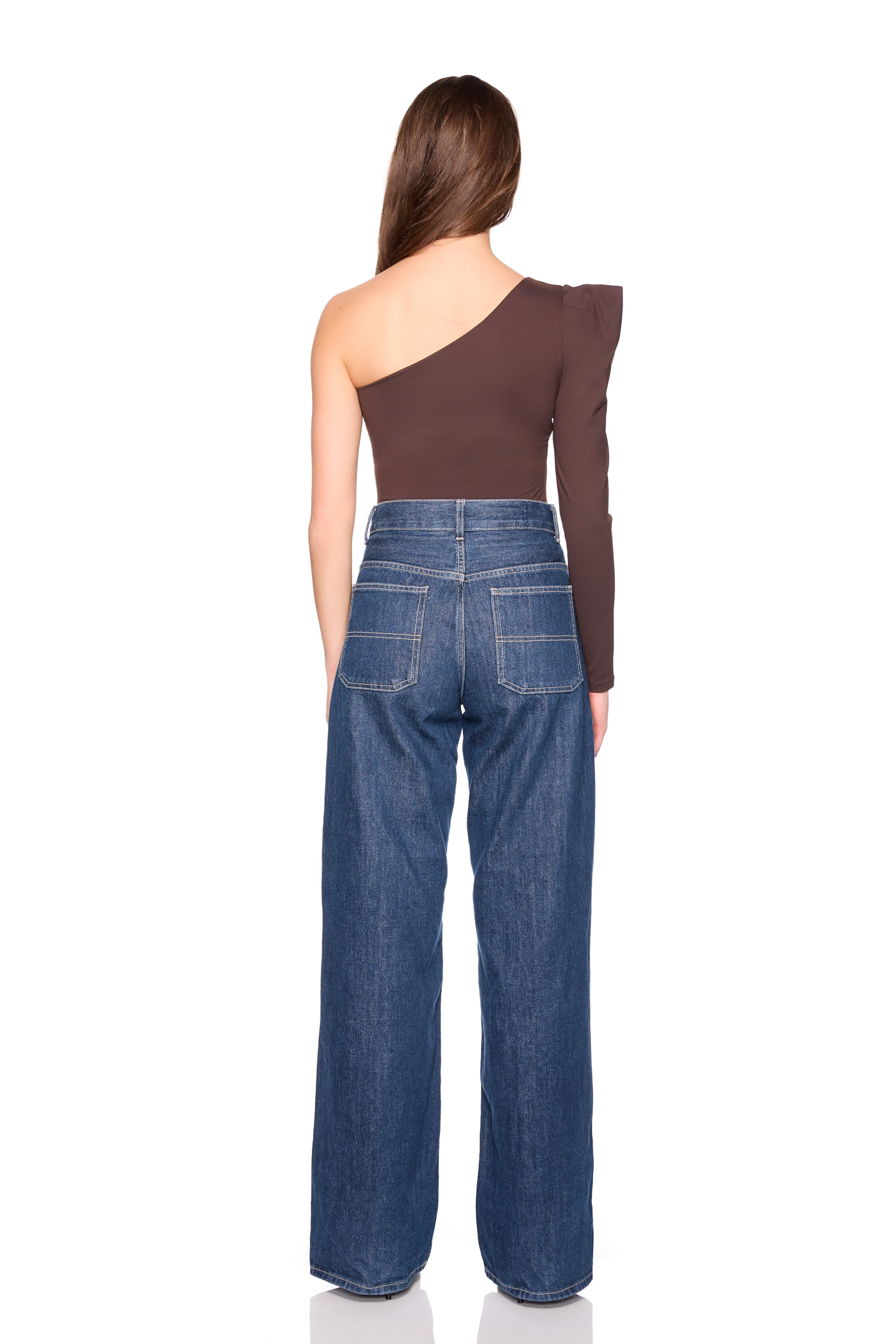 pleated one arm long sleeve top