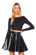croq faux leather circle skirt