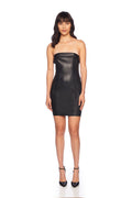 faux leather corset dress black