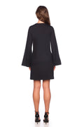 bell sleeve keyhole tie dress