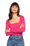 long sleeve scoop front top