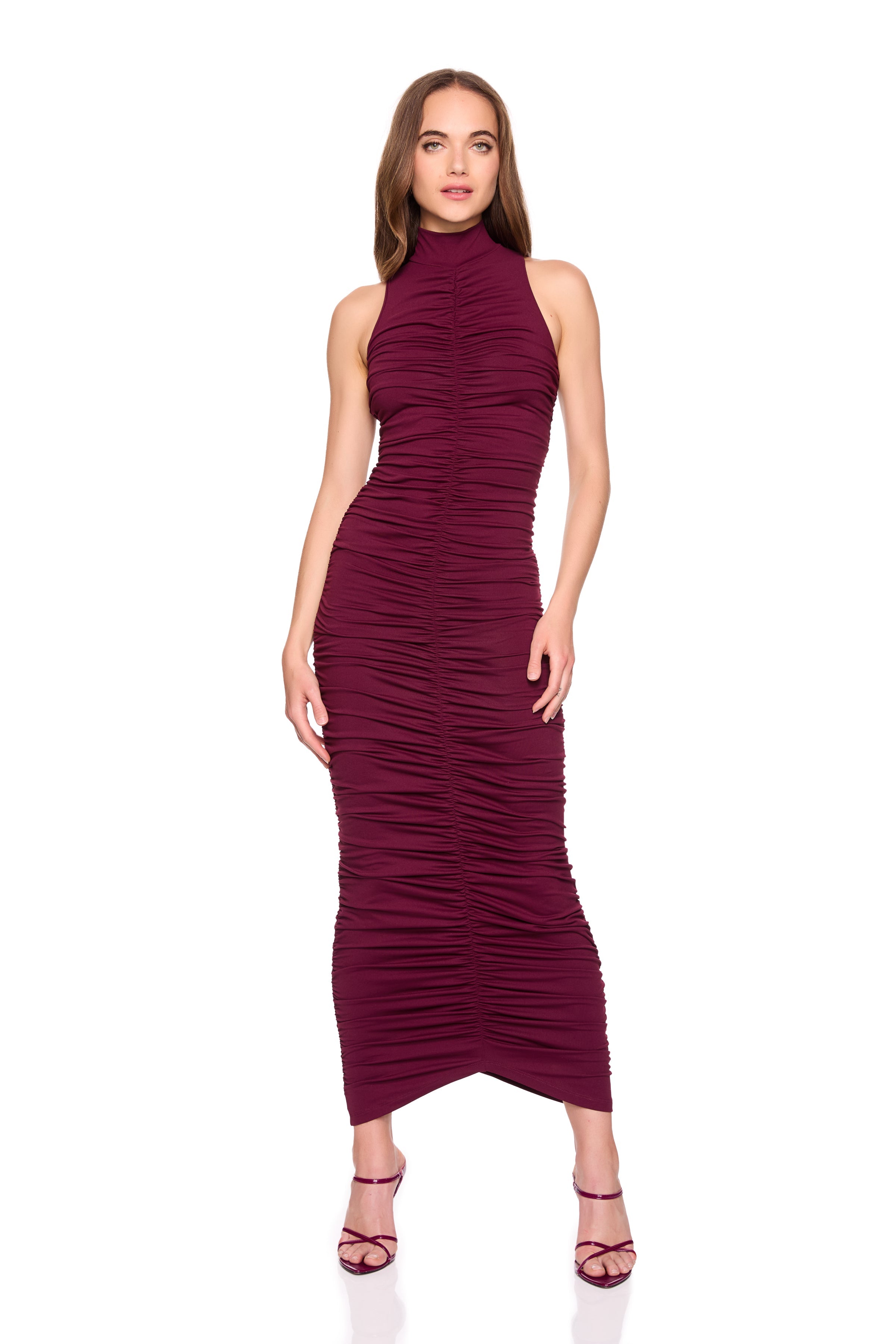 gathered mock center dress