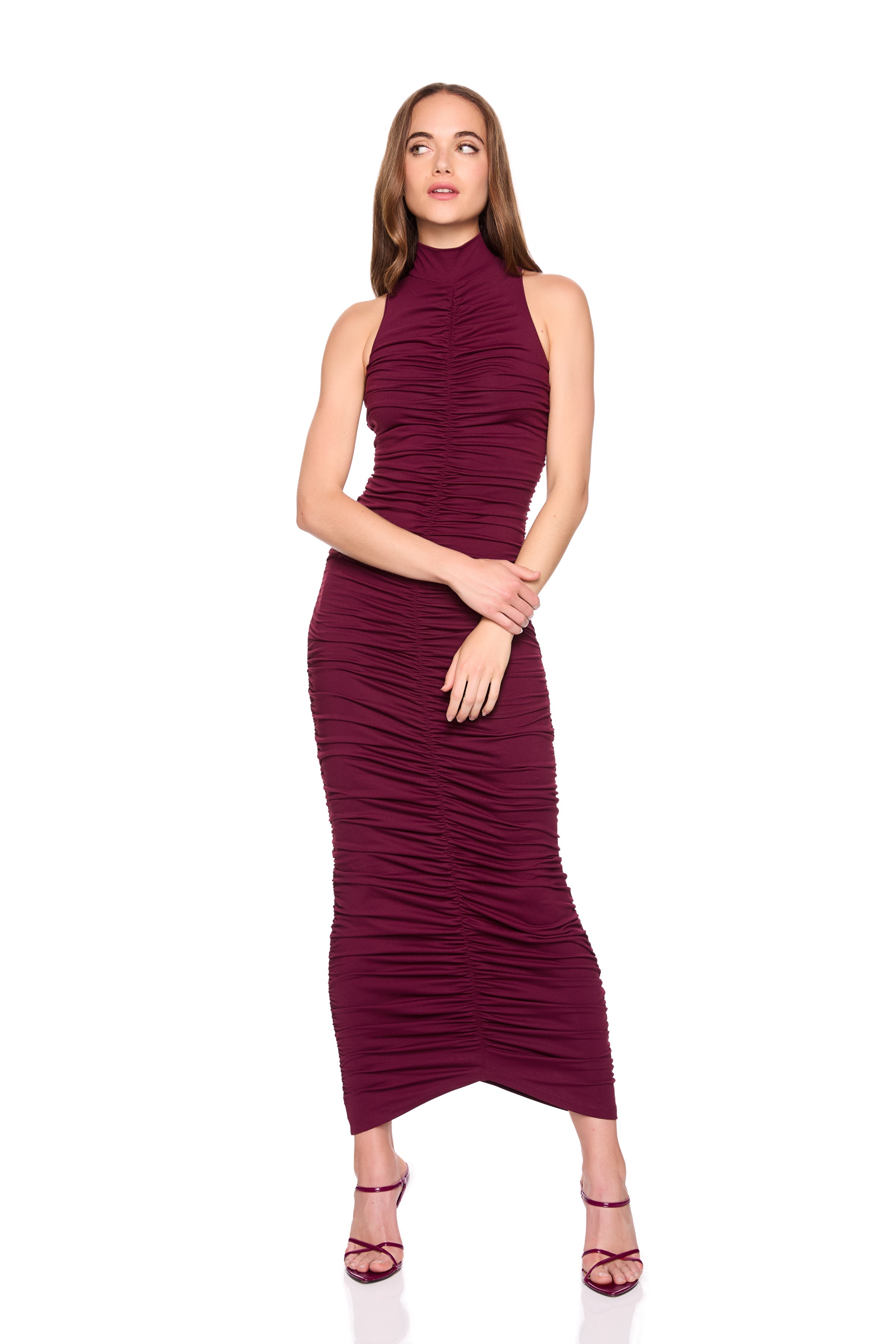 gathered mock center dress