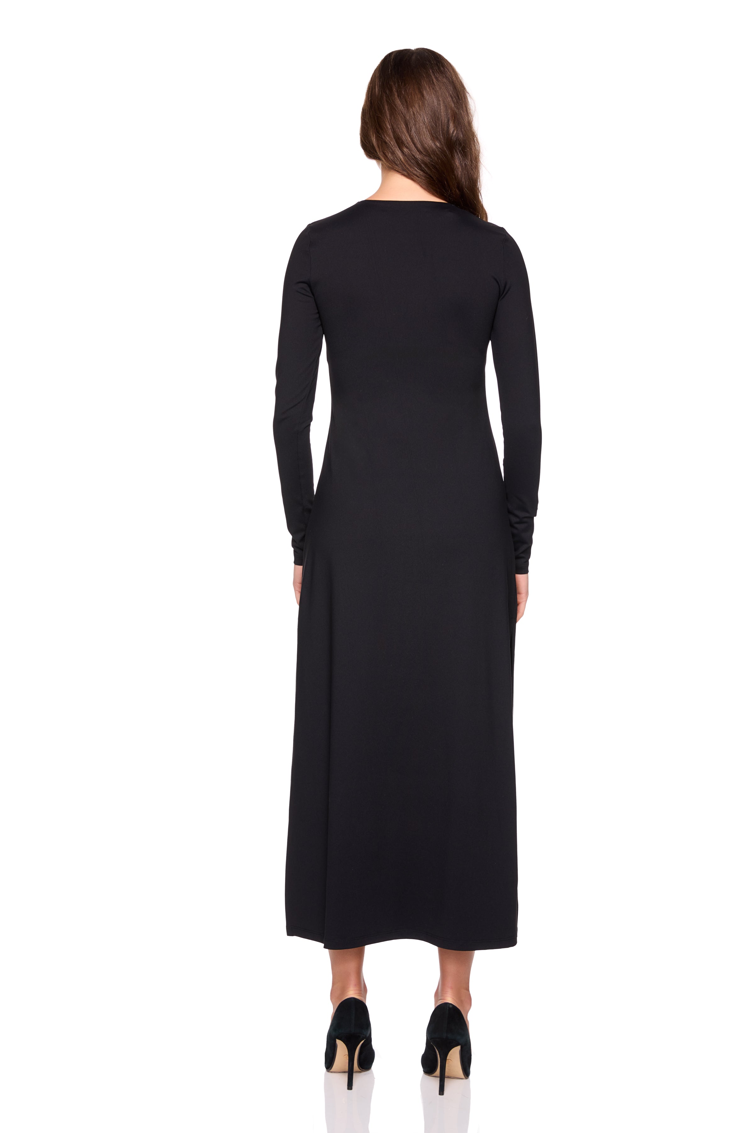 crew long sleeve side slit dress