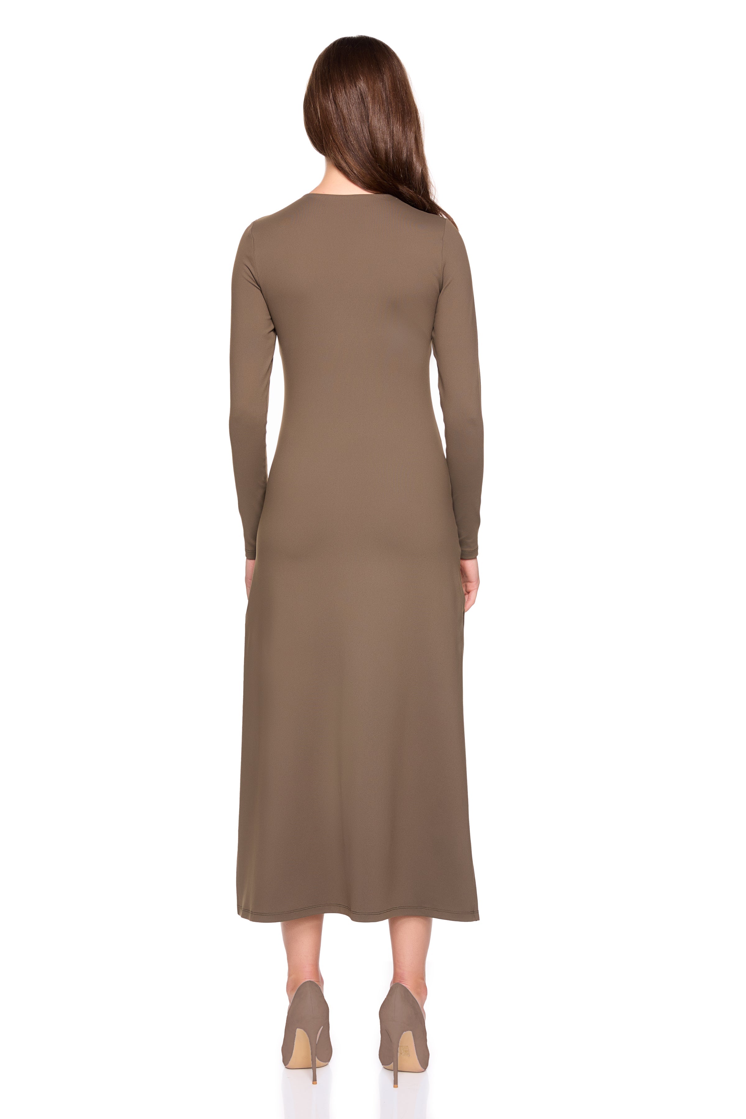 crew long sleeve side slit dress