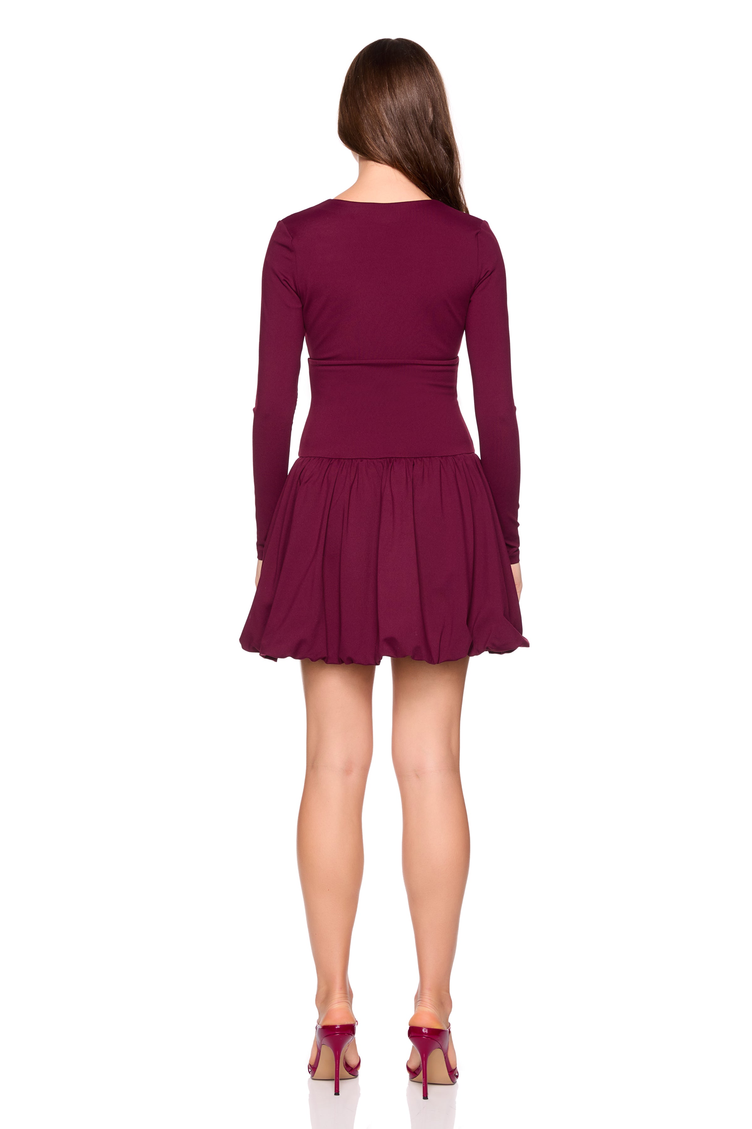 long sleeve bubble hem dress