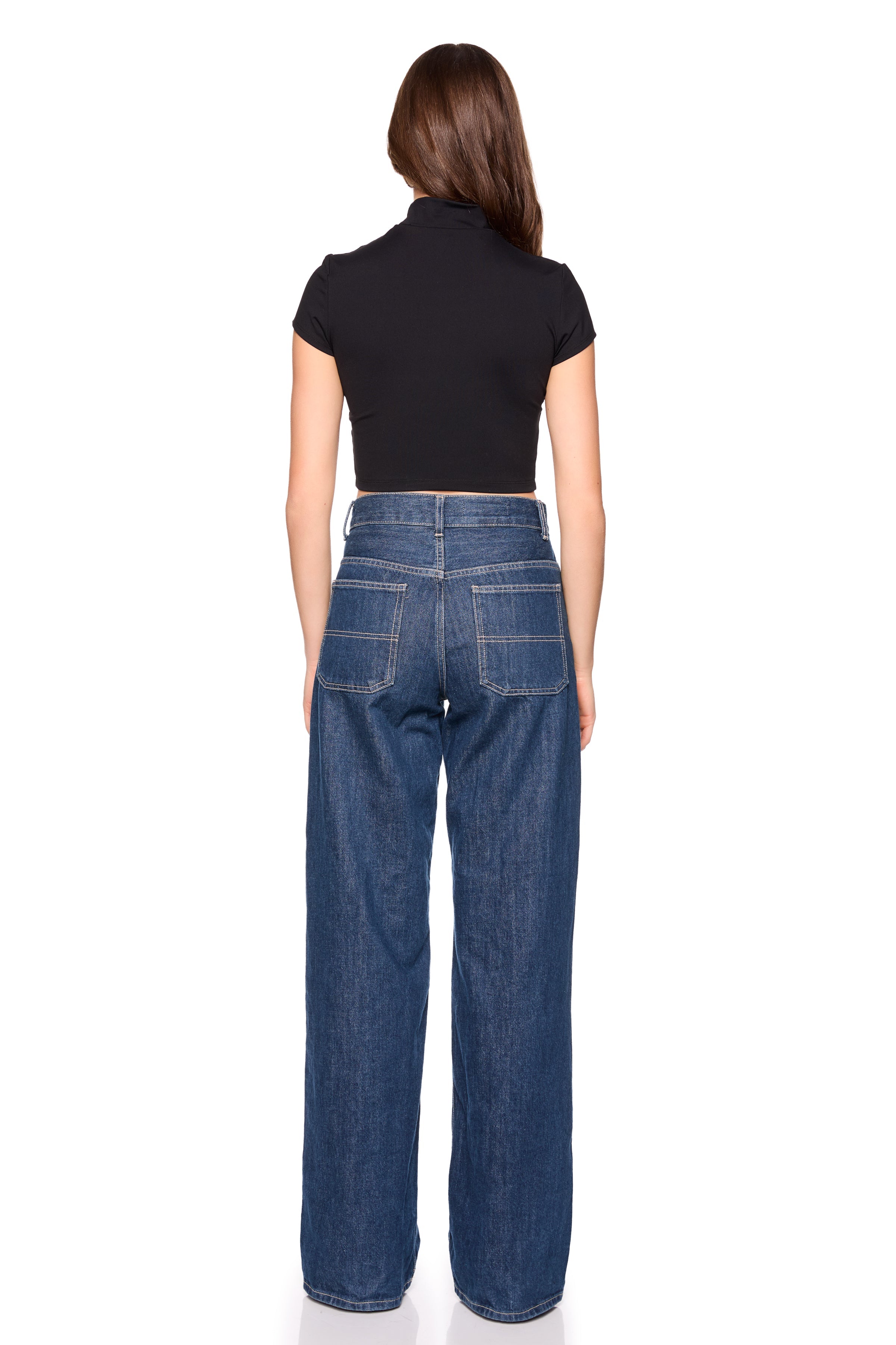 mock neck shot sleeve top