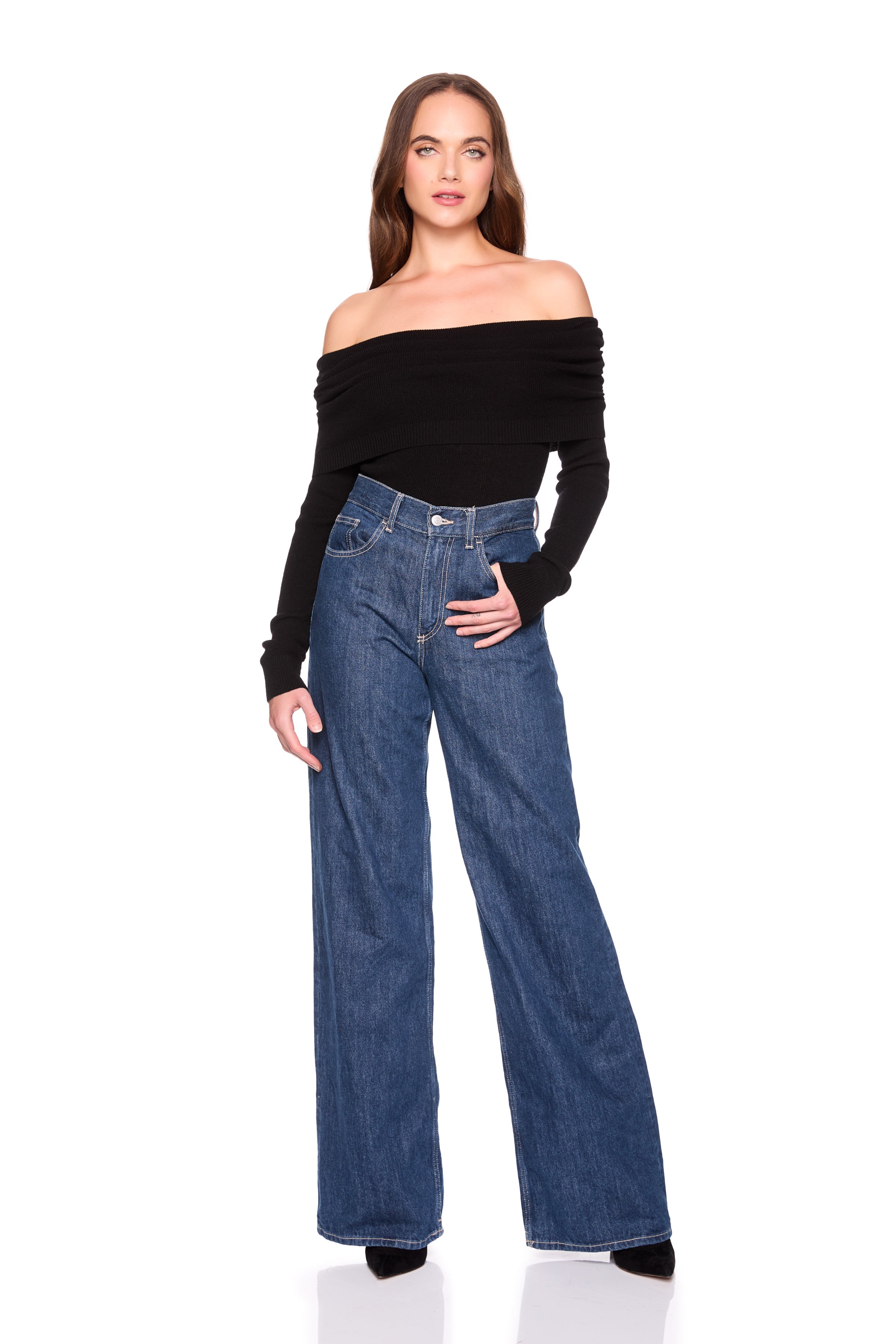 light merino off shoulder sweater