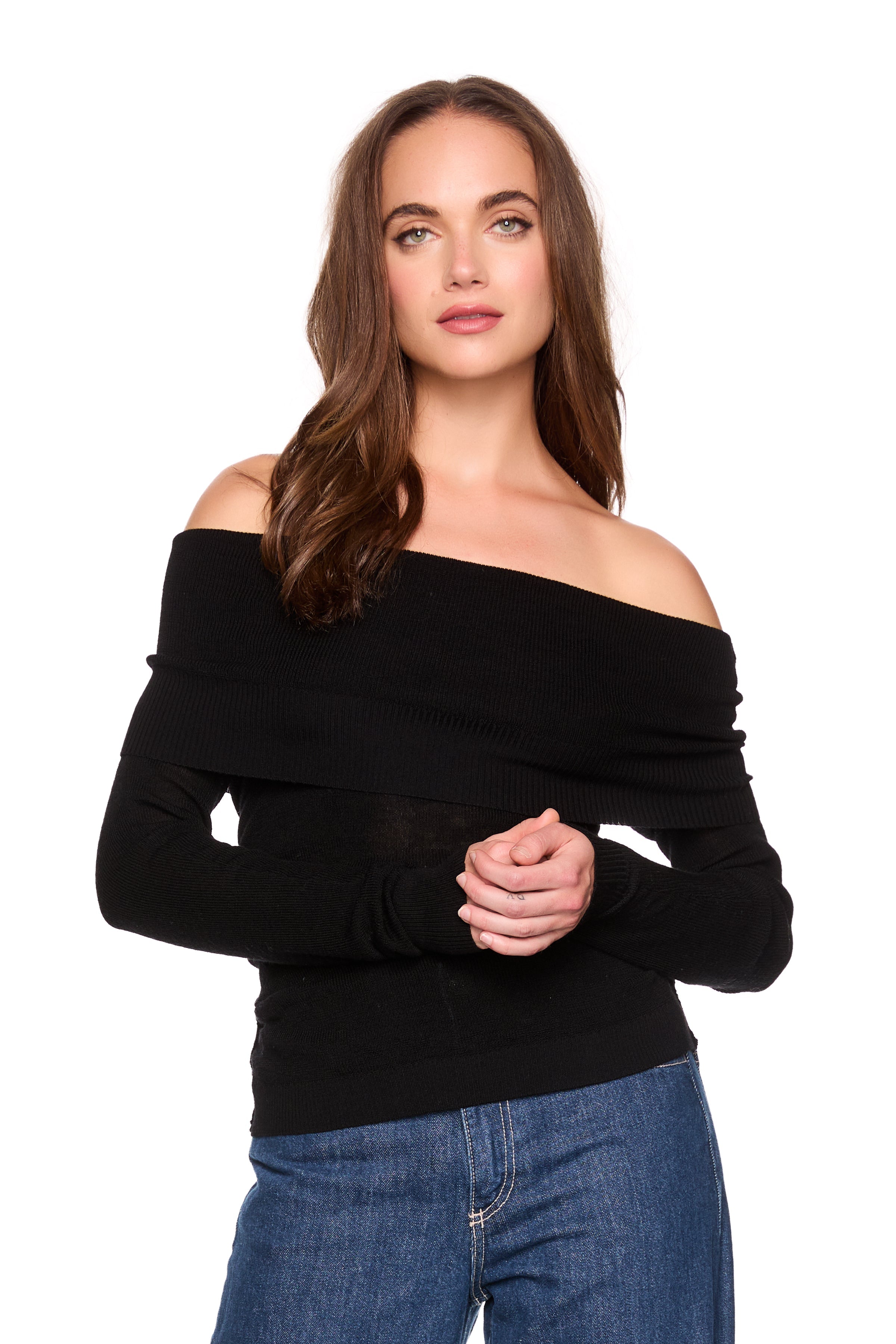 light merino off shoulder sweater