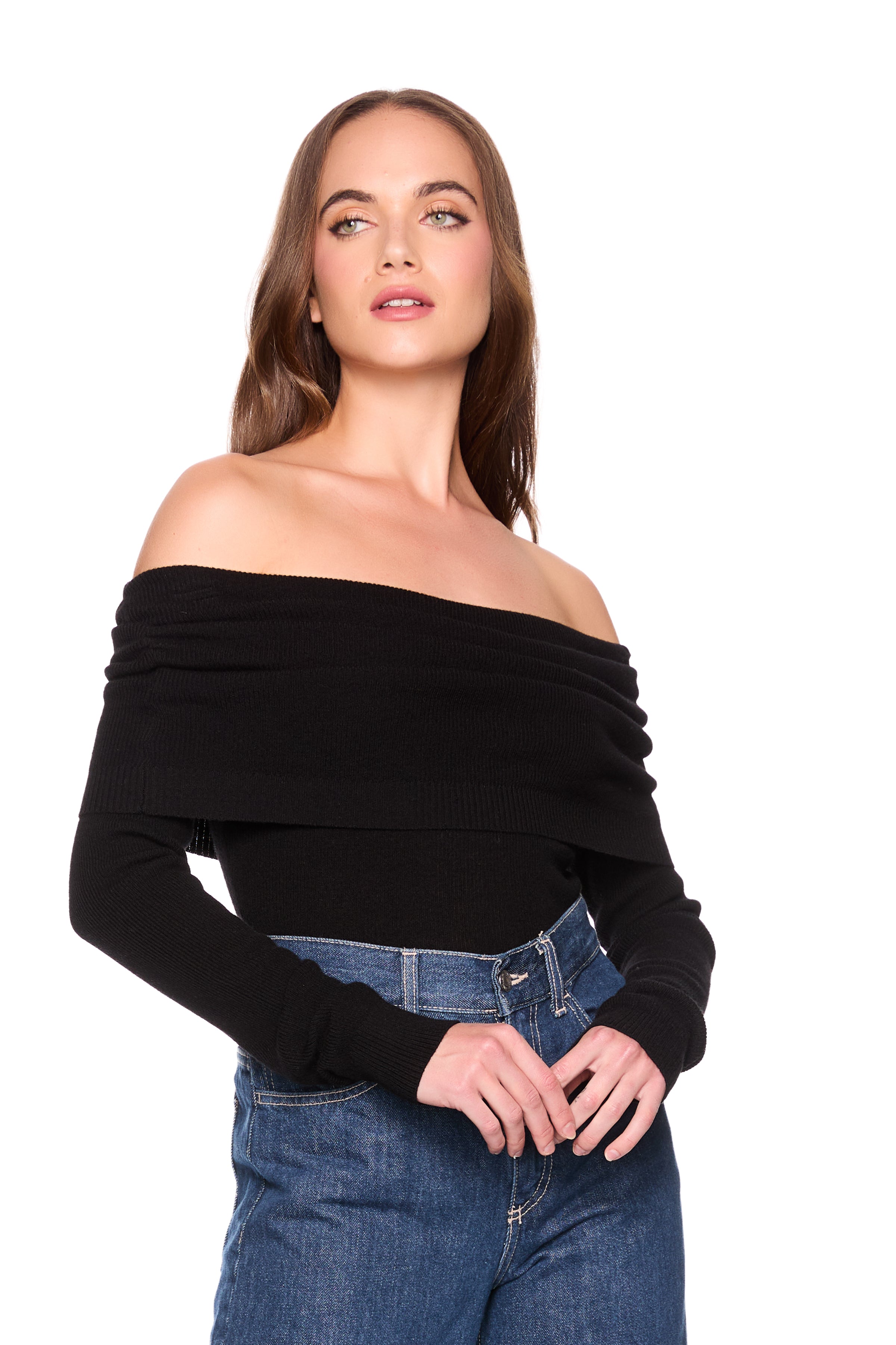 light merino off shoulder sweater