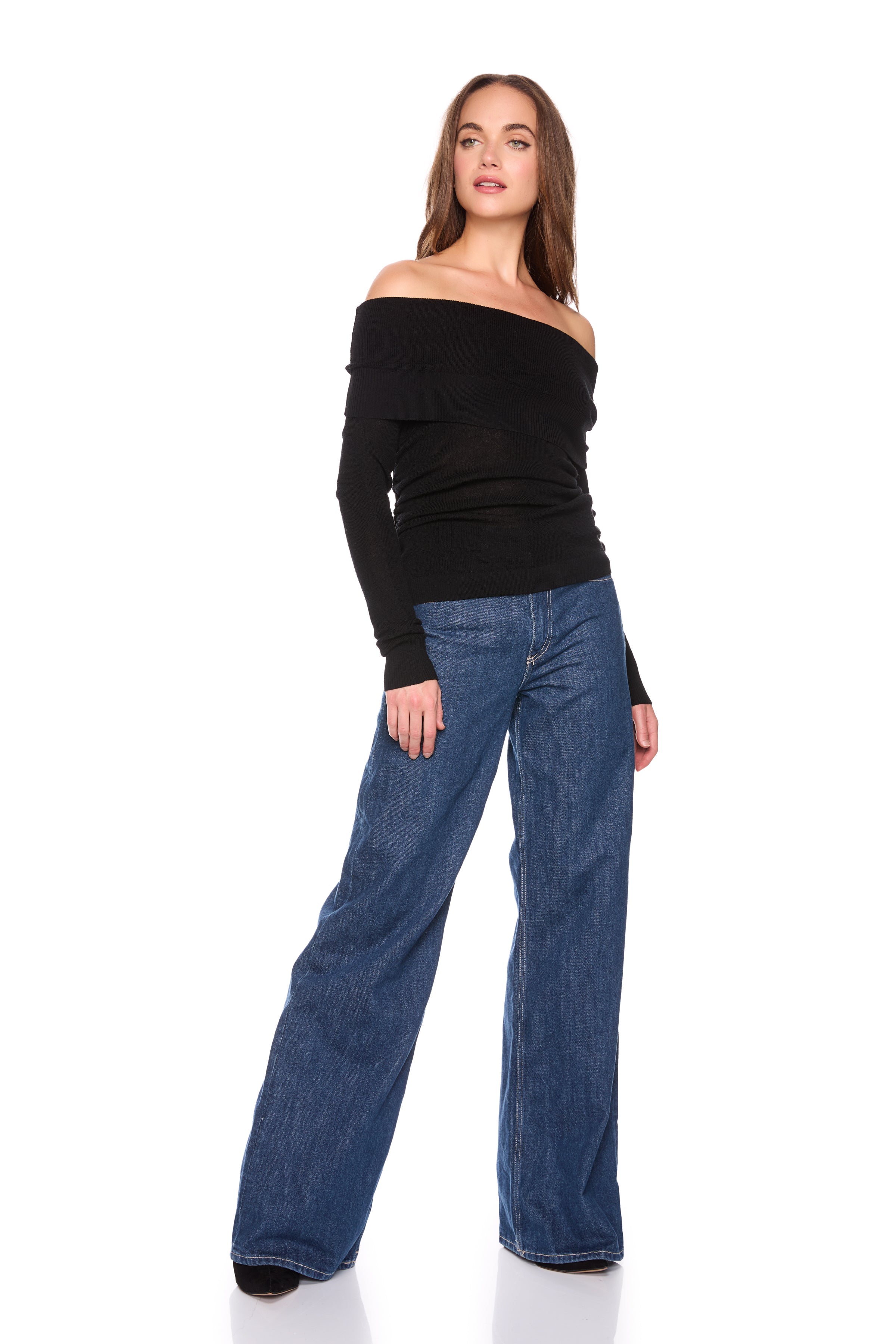 light merino off shoulder sweater