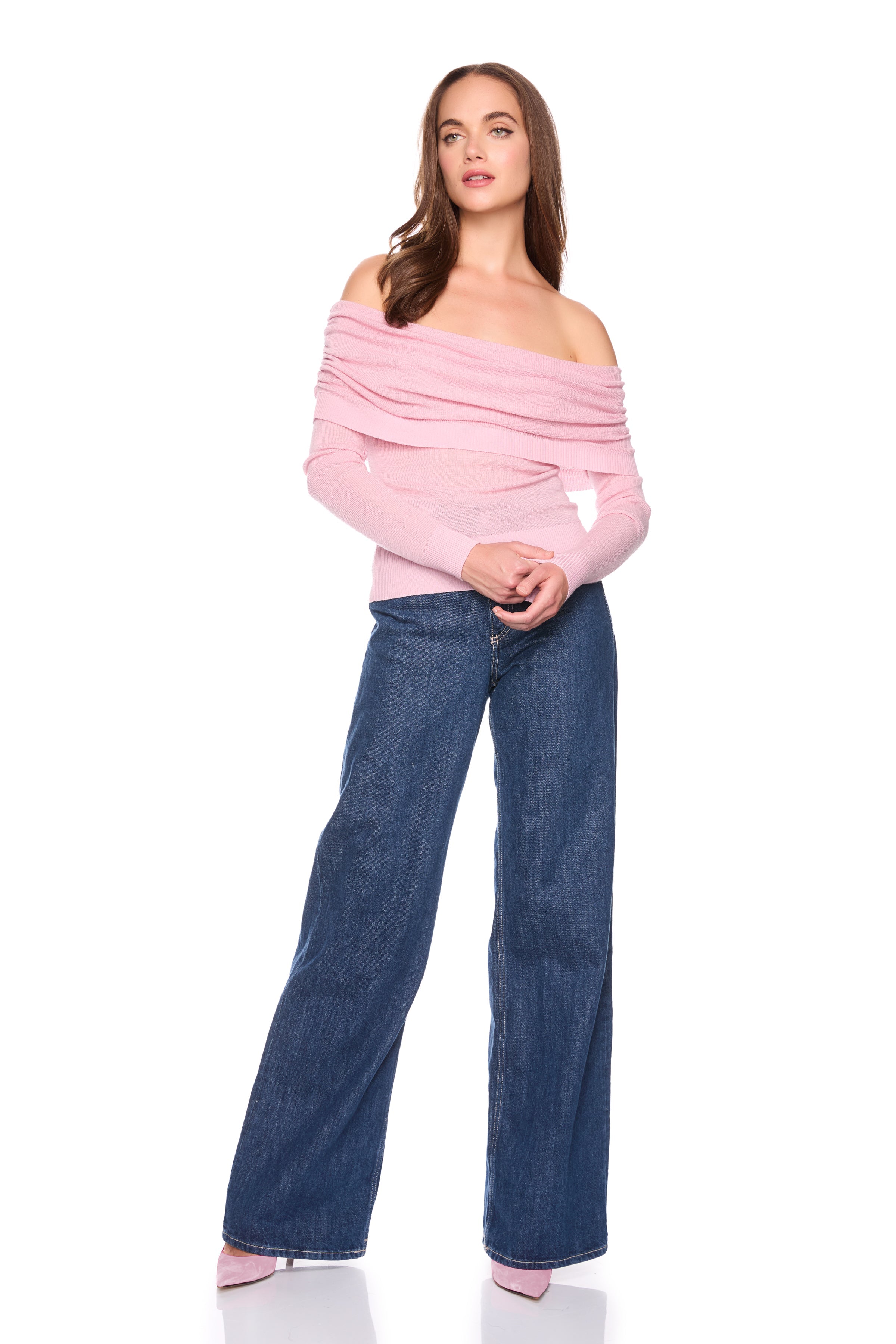 light merino off shoulder sweater