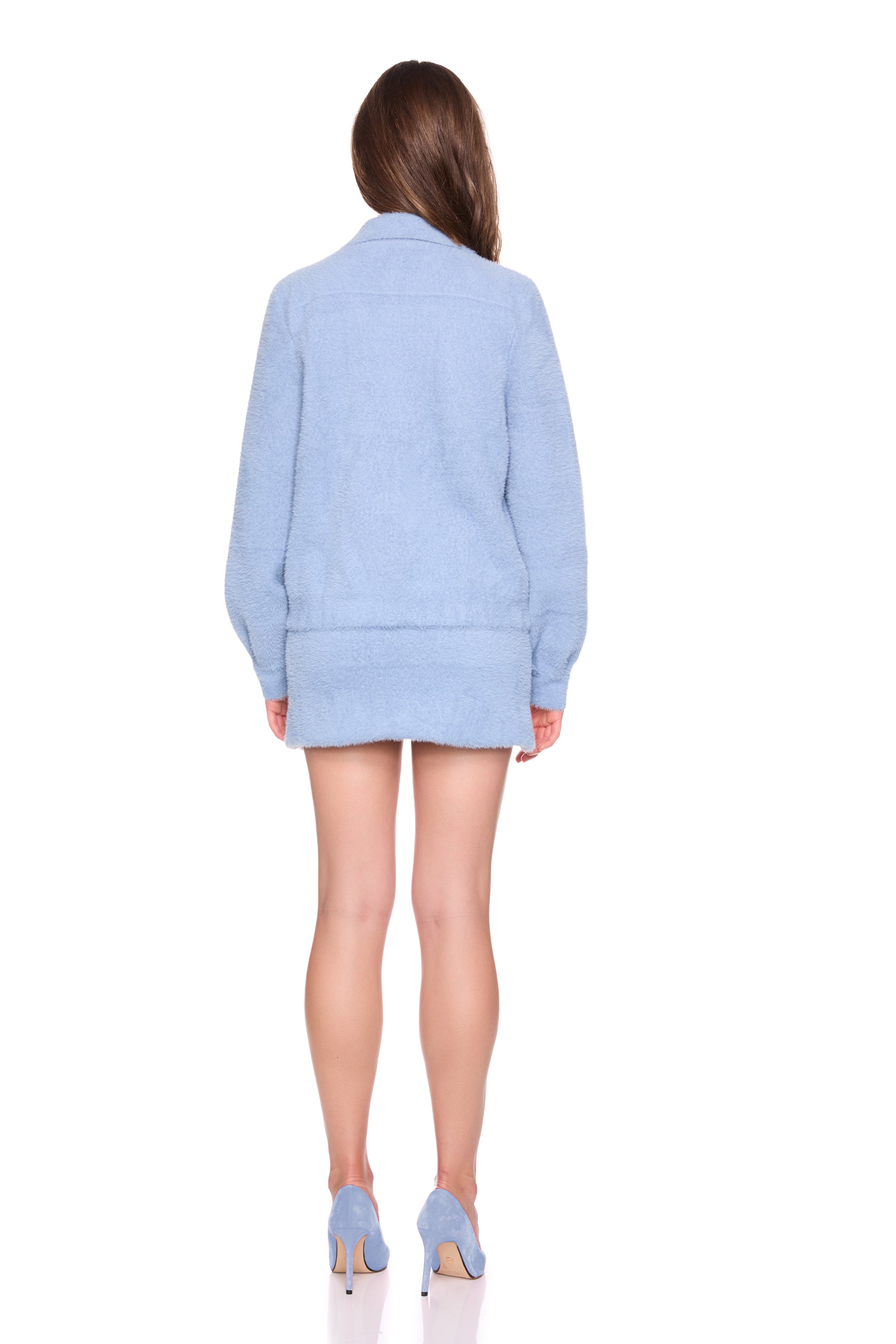 fuzzy sweater pocket skirt