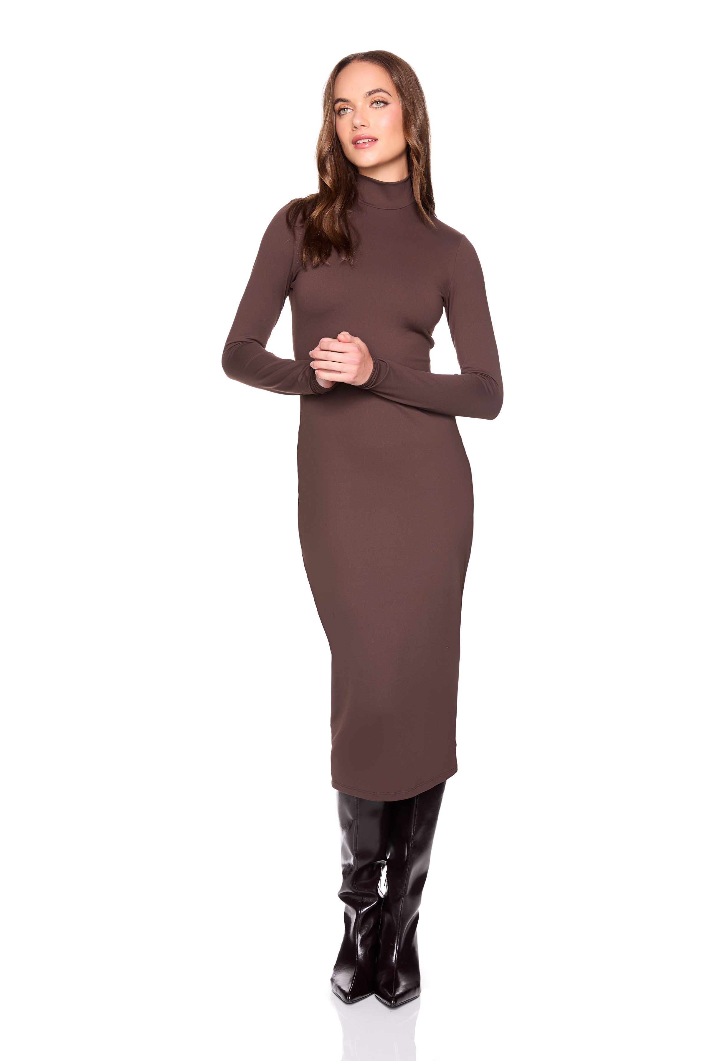 mock neck longsleeve dress