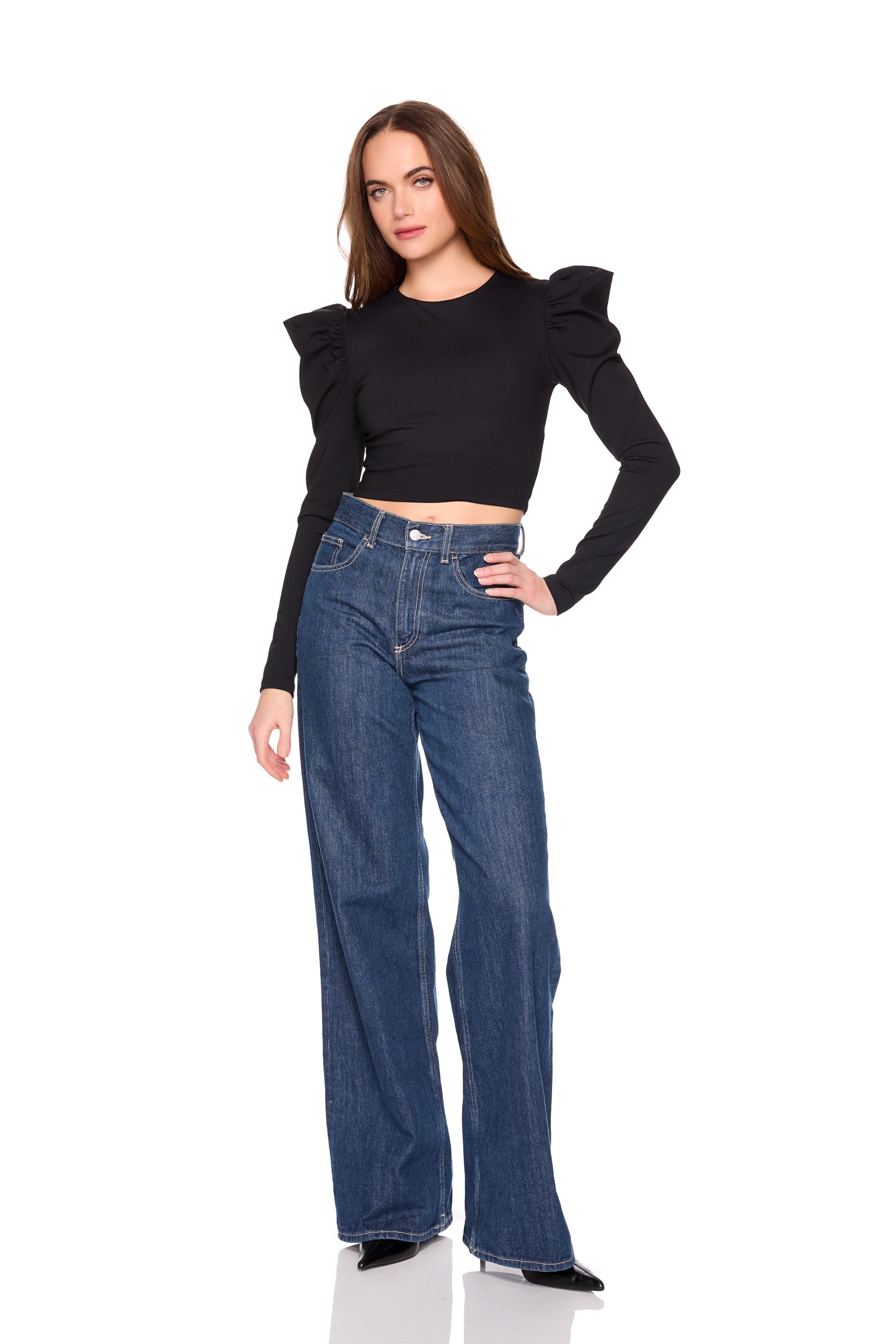 pleated puff sleeve top