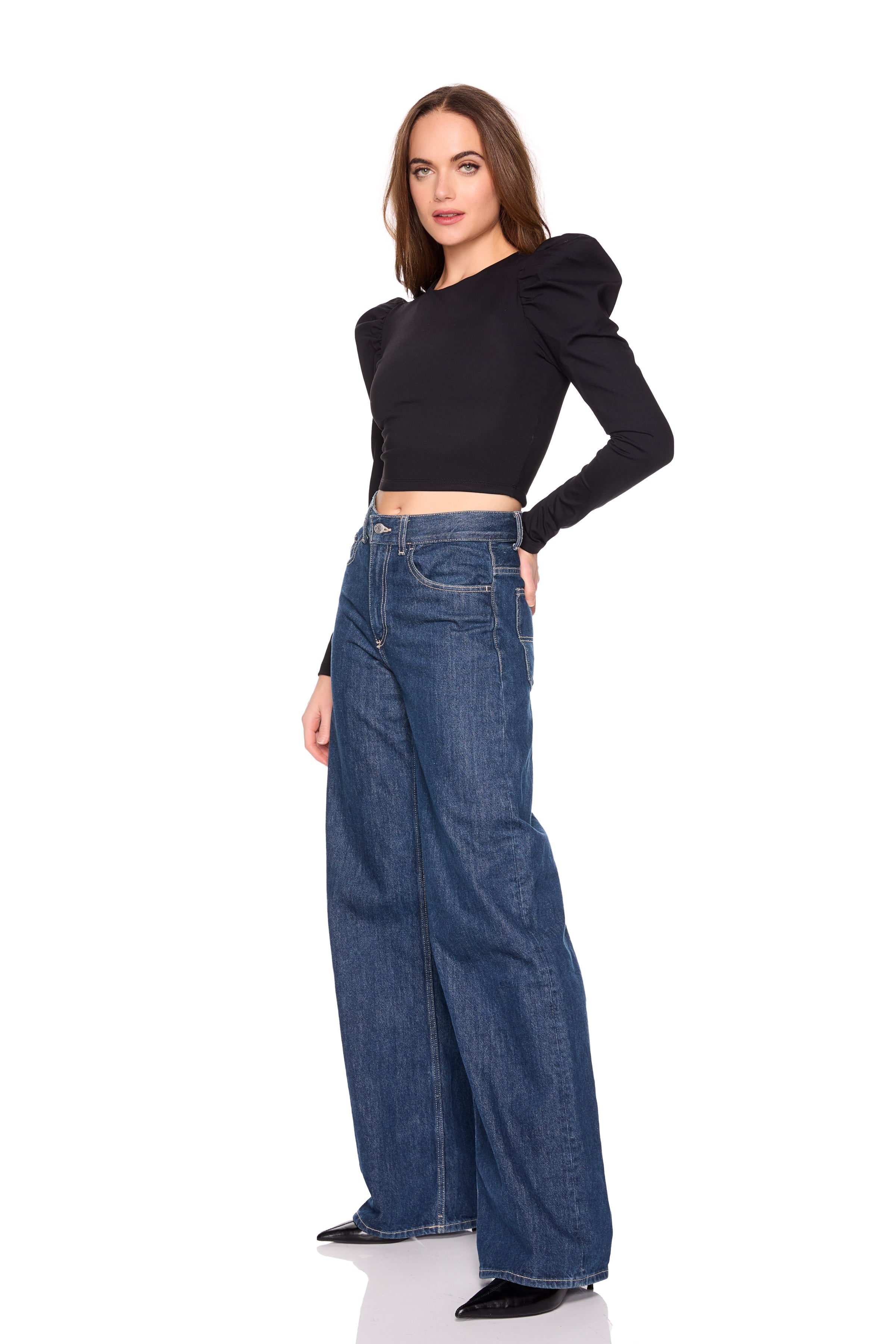 pleated puff sleeve top