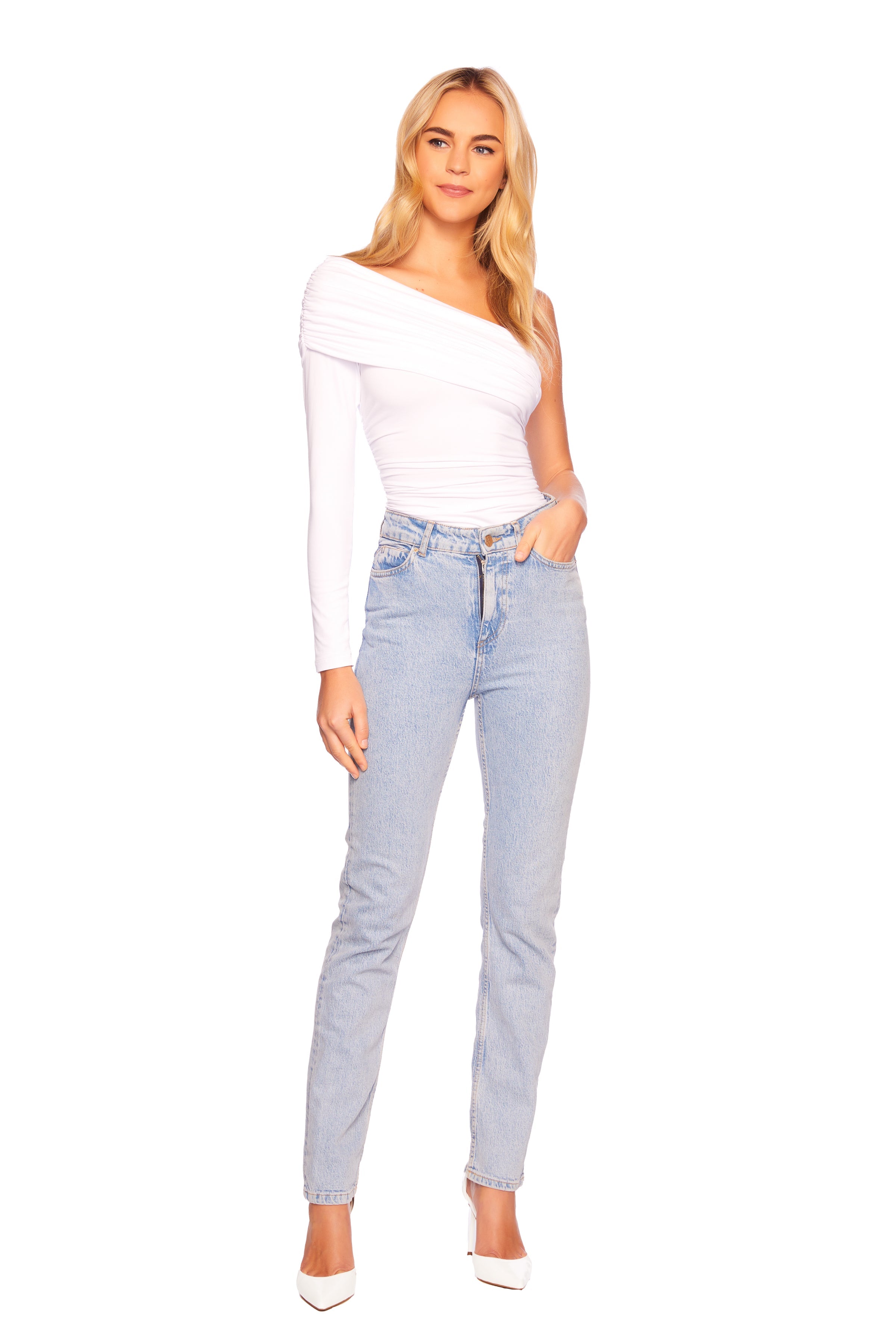 one arm off shoulder top