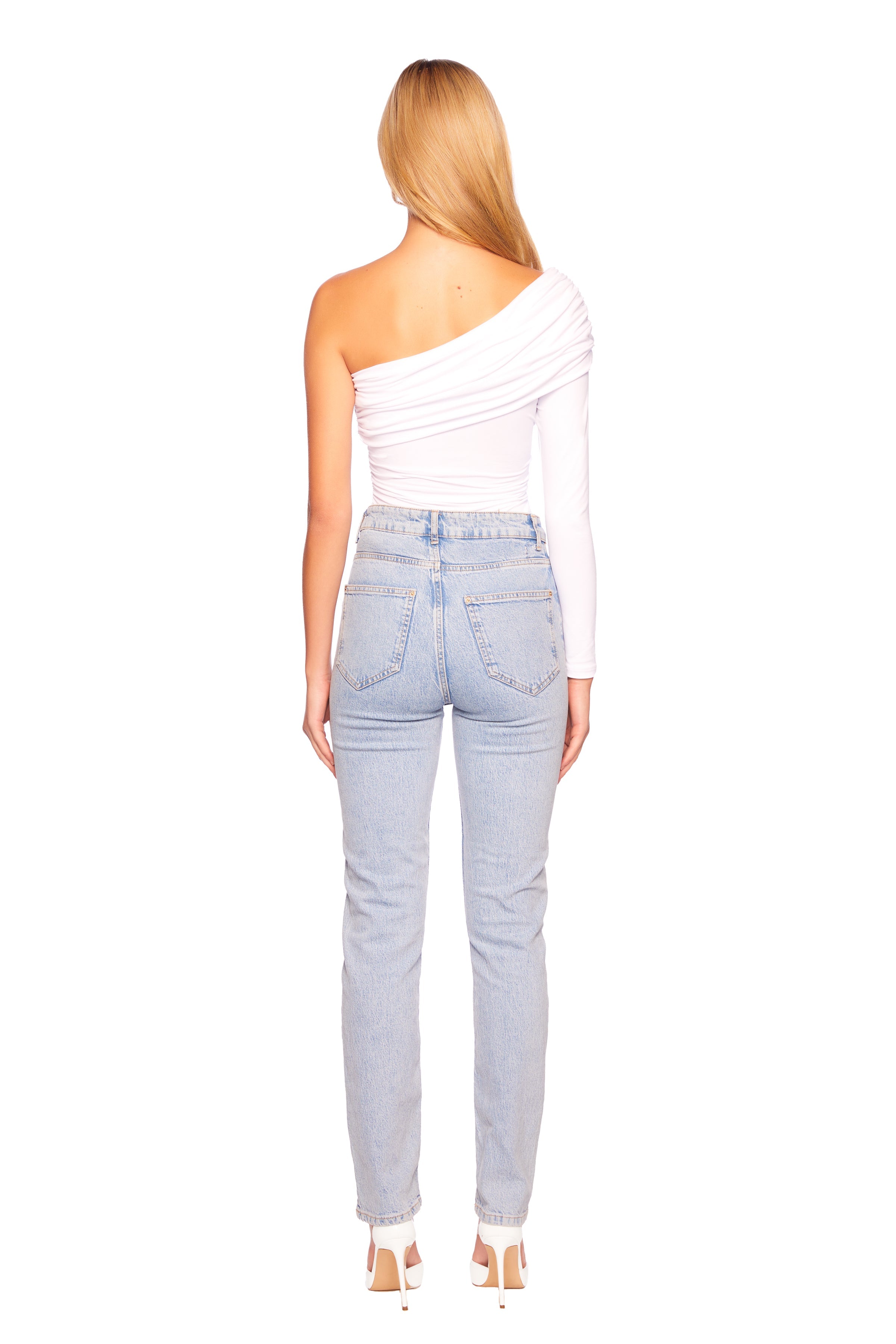 one arm off shoulder top