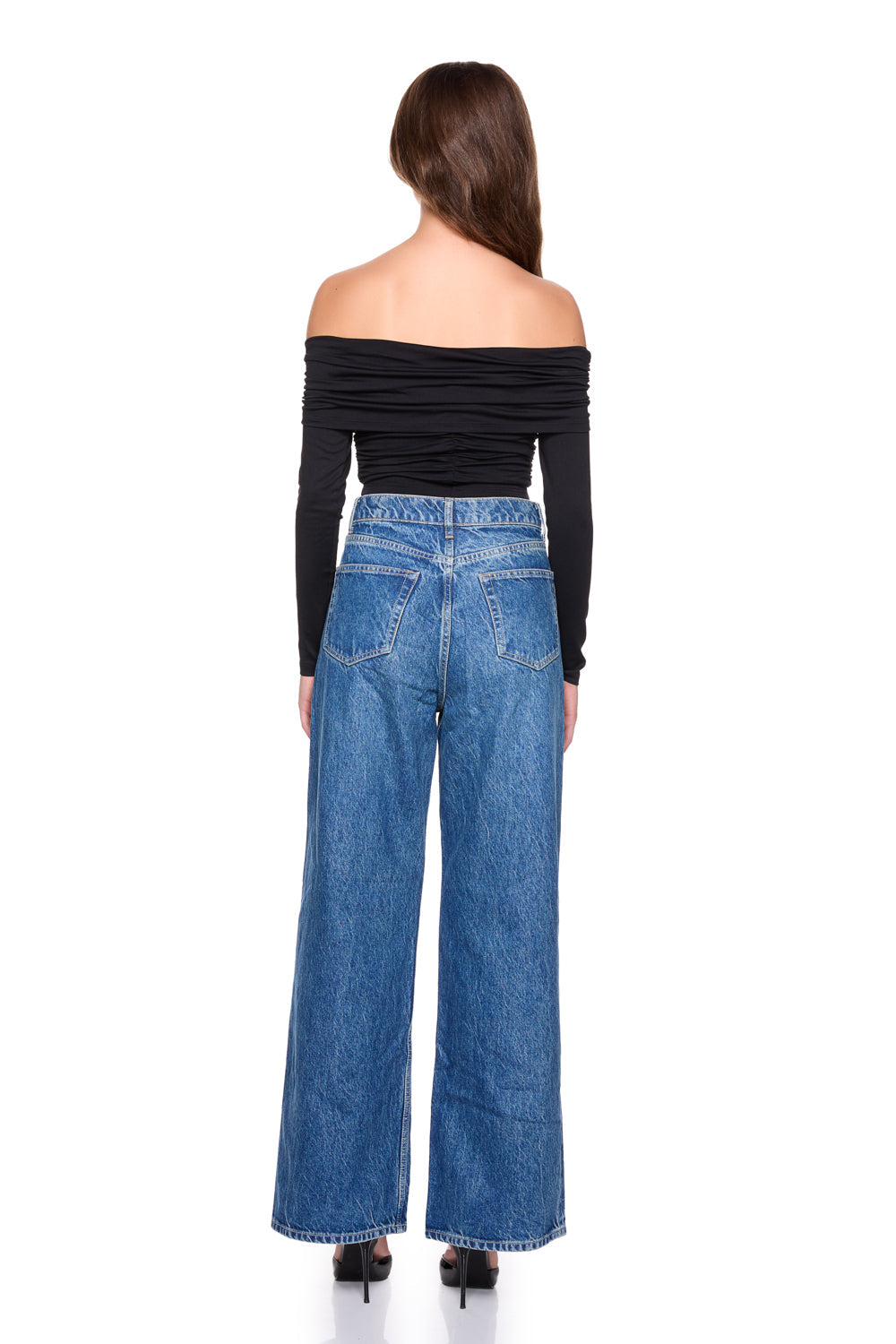 off shoulder long v wire top