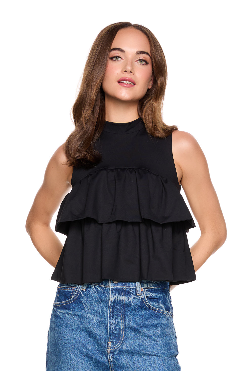 mock neck tiered top