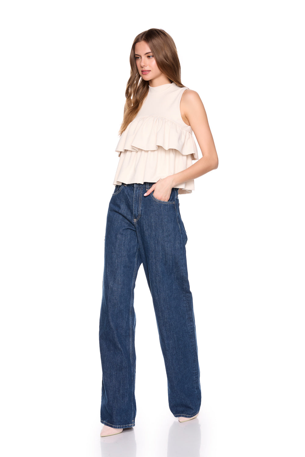 mock neck tiered top