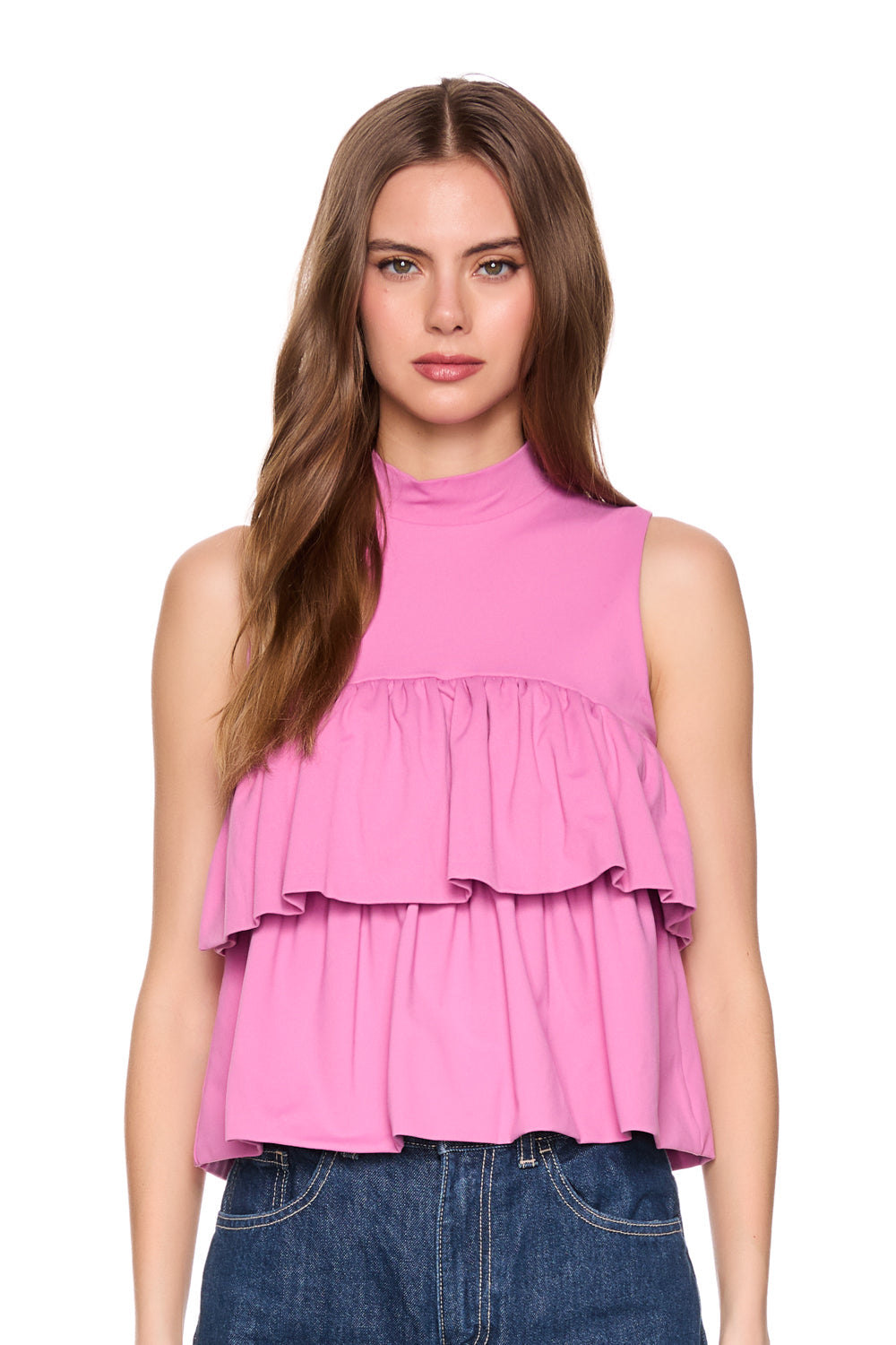 mock neck tiered top