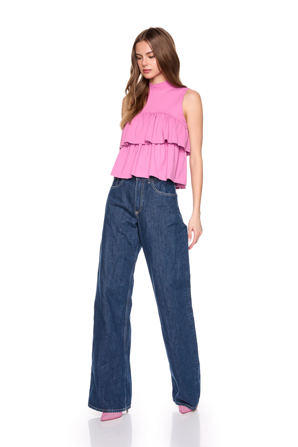 mock neck tiered top