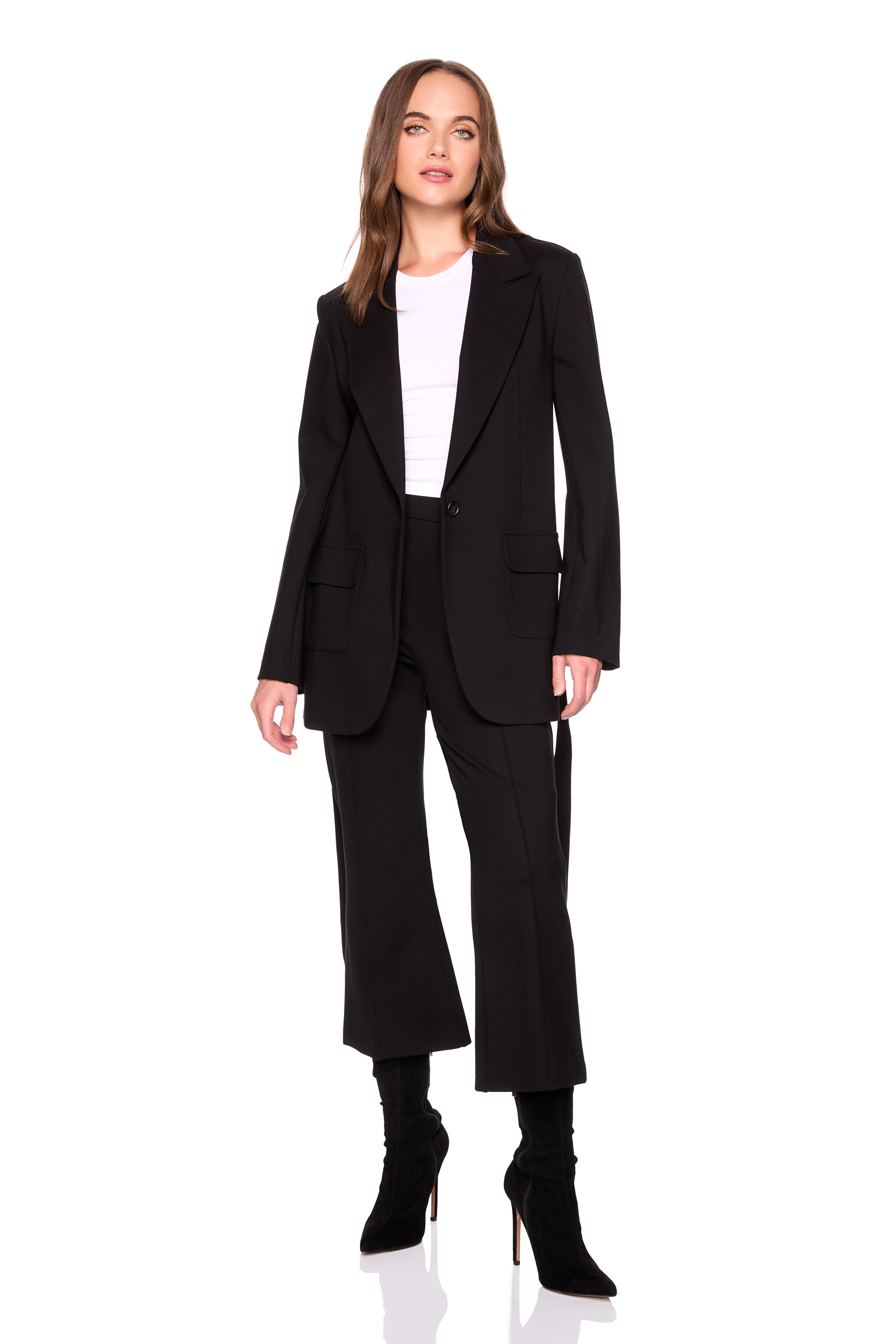 ponte patch pocket tie jacket black