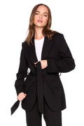 ponte patch pocket tie jacket black
