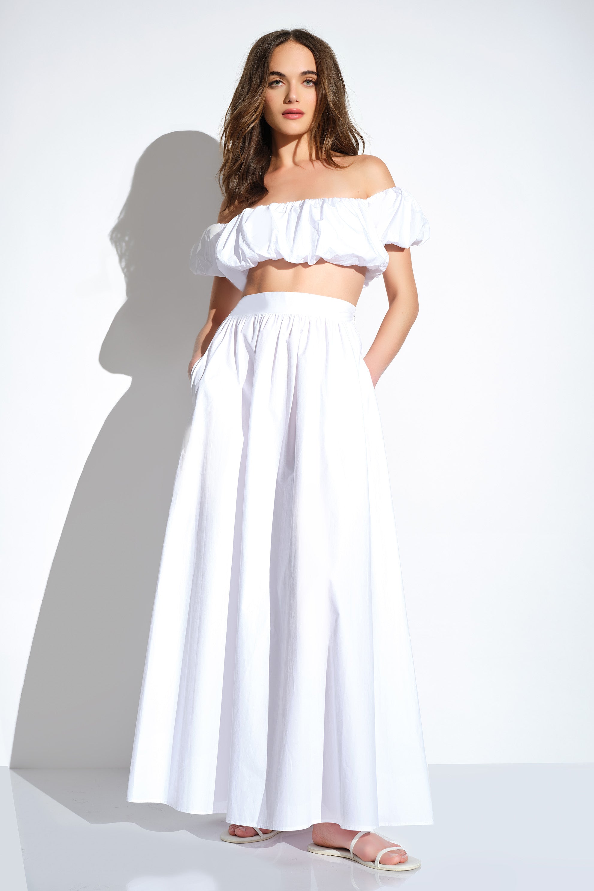 poplin gathered crop top