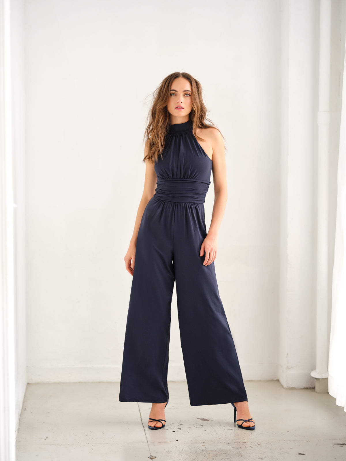 mock neck sleeveless jumpsuit