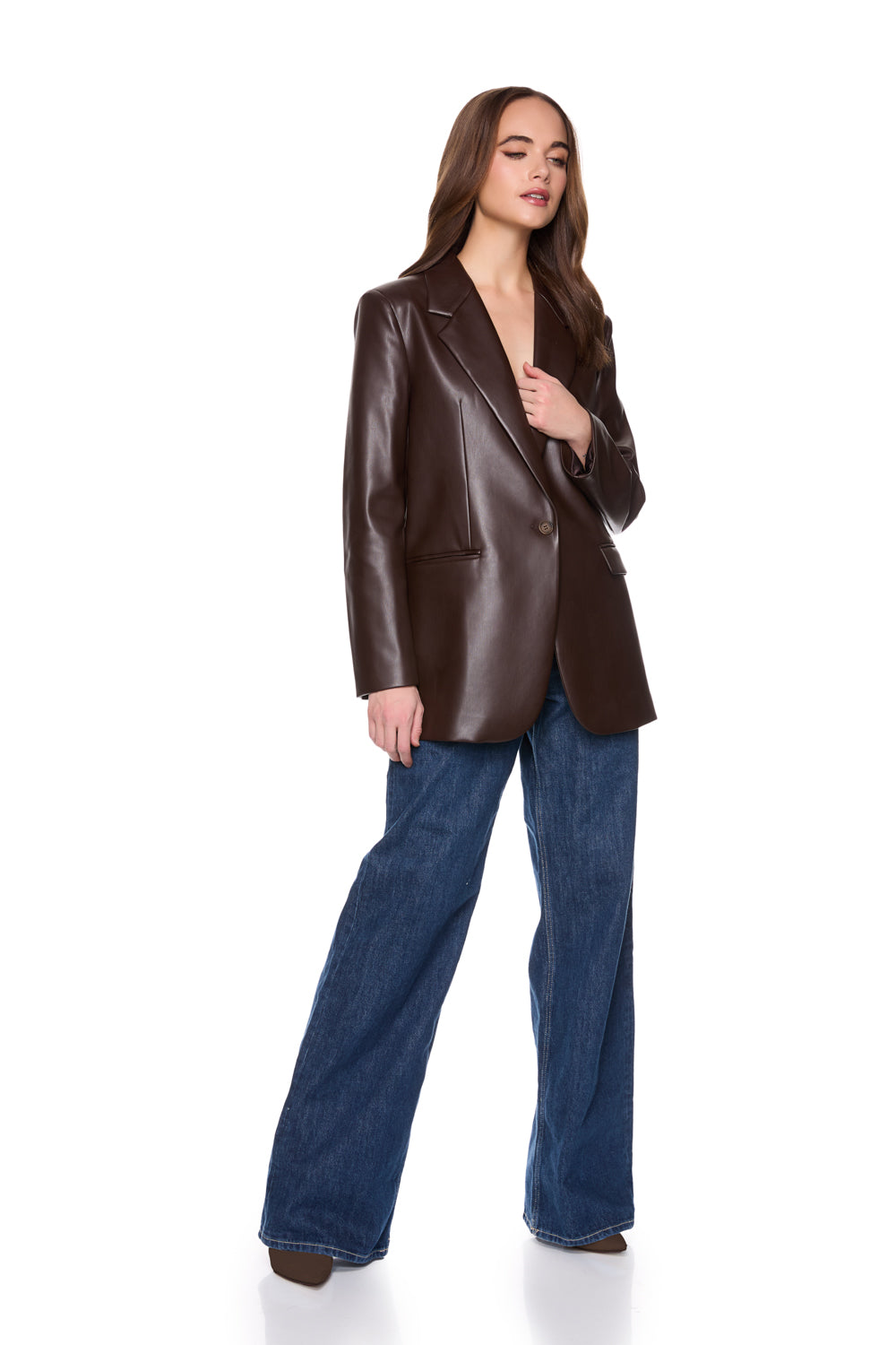 faux leather boyfriend jacket java