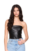 faux leather tube top black
