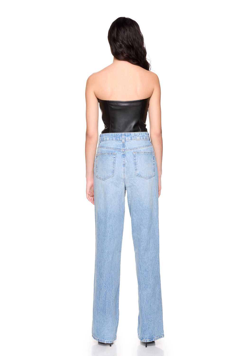 faux leather tube top black