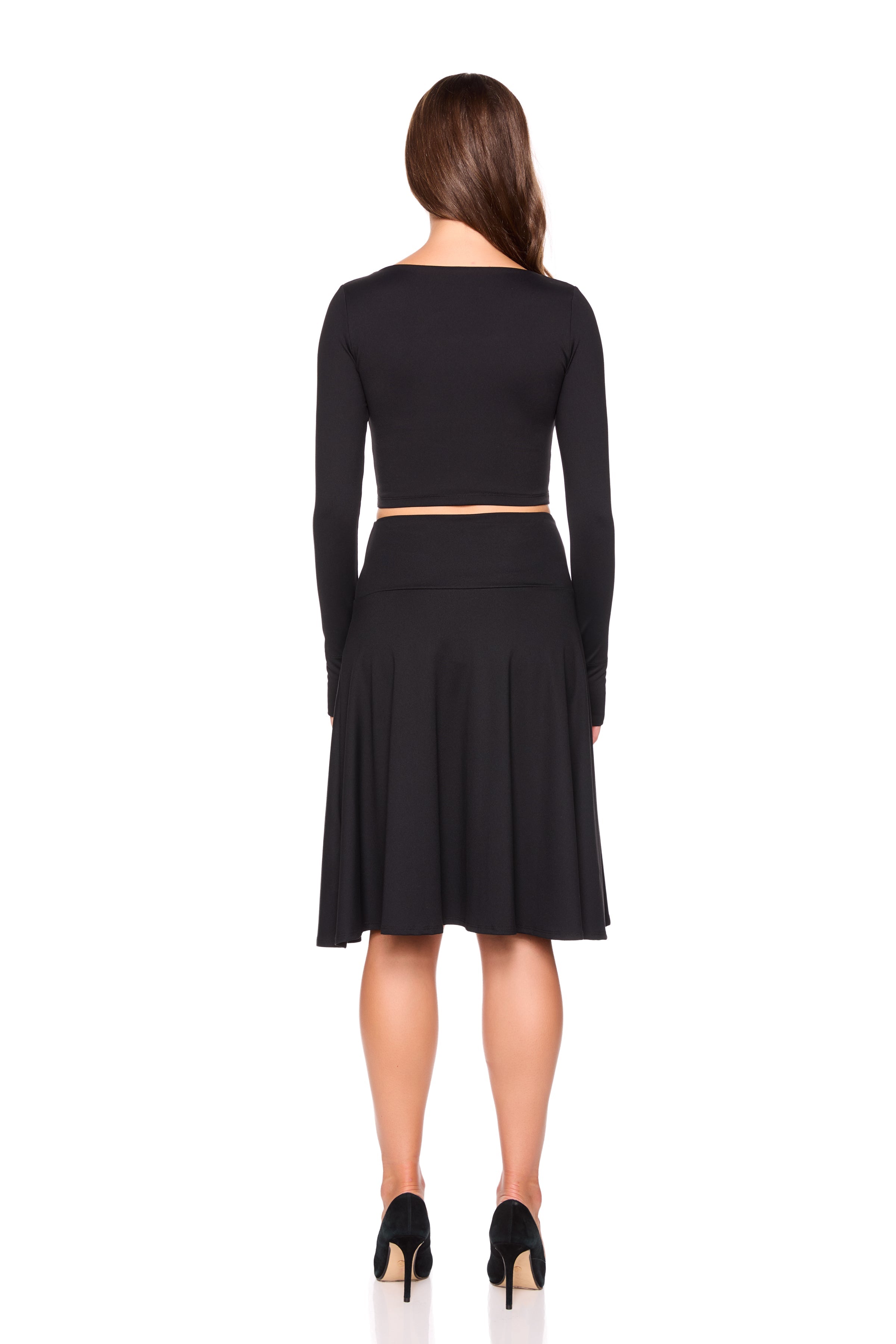 long high waist flare skirt