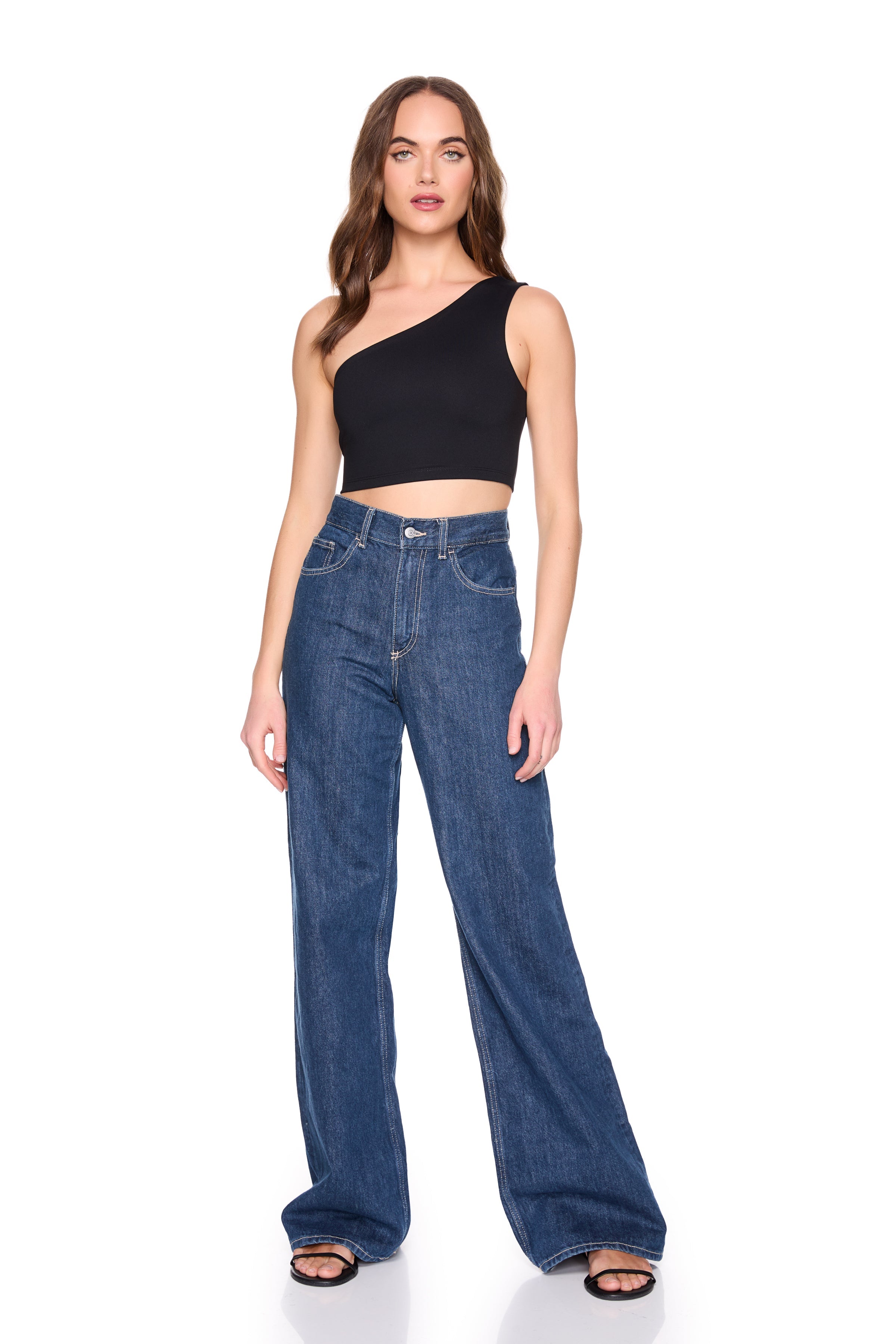 essential one shoulder crop top