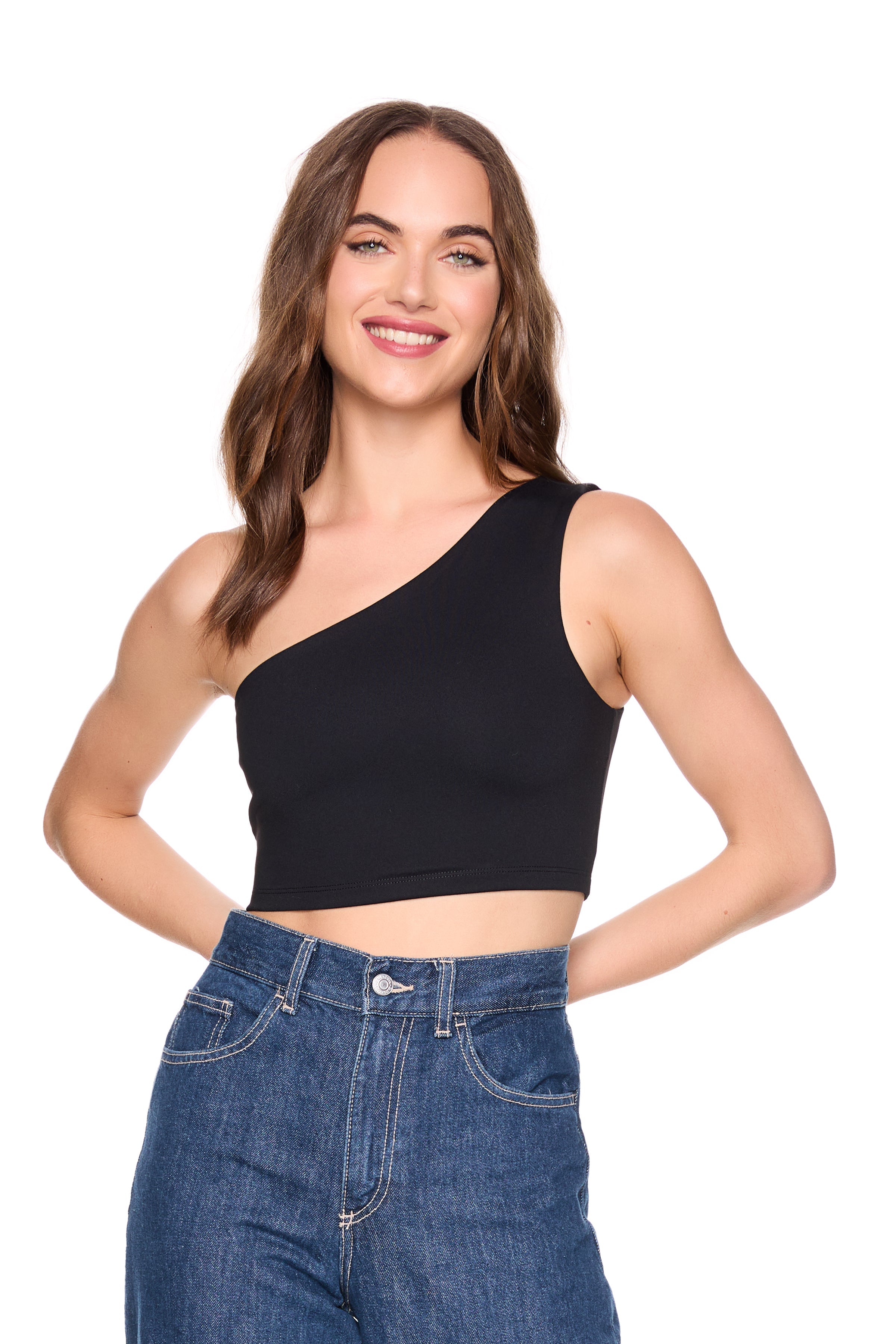 essential one shoulder crop top