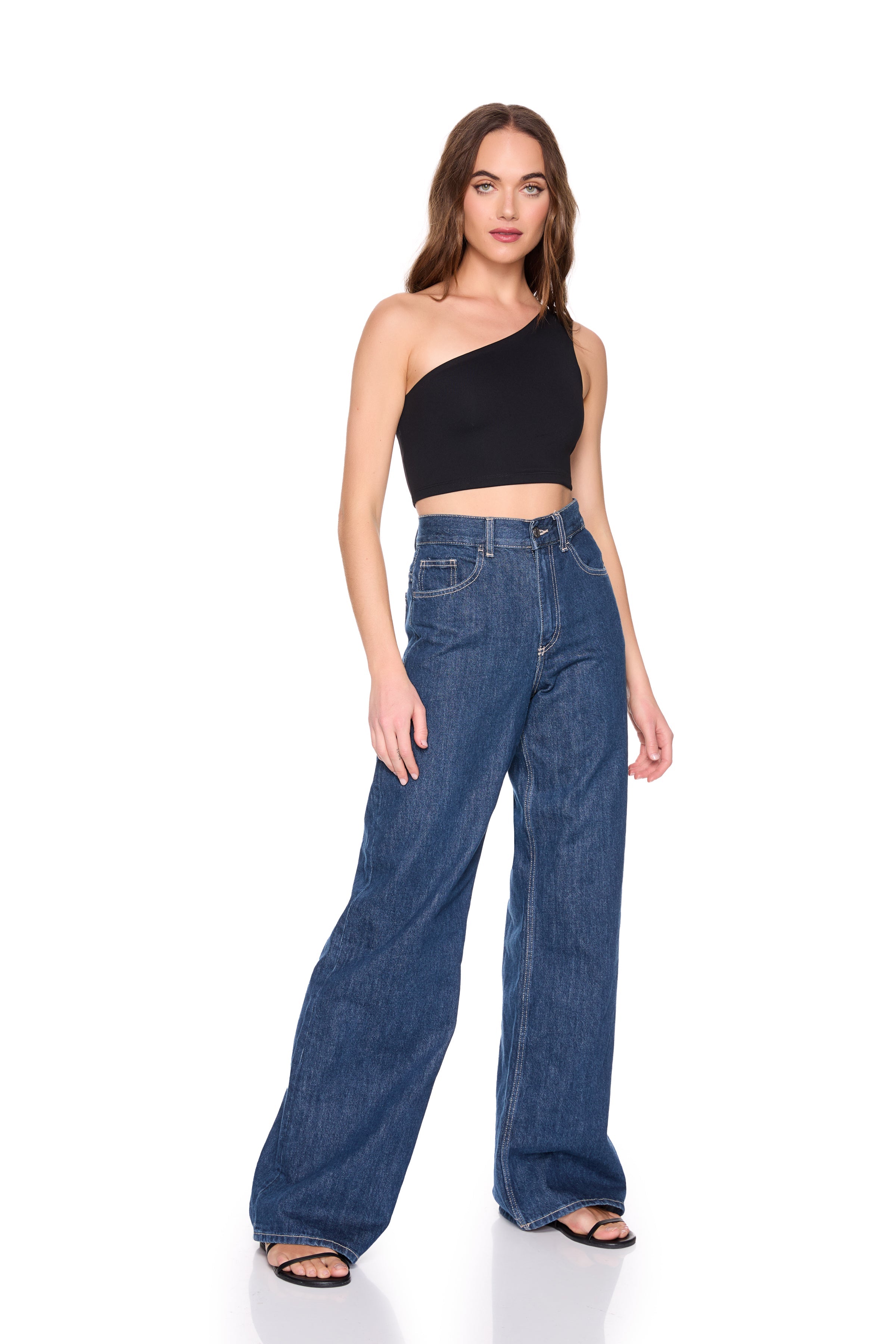 essential one shoulder crop top